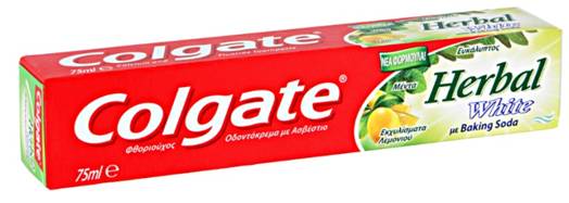 Colgate Herbal White Με Ασβέστιο, Baking Soda, Μέντα, Ευκάλυπτο Και Εκχυλίσματα Λεμονιού 75ml