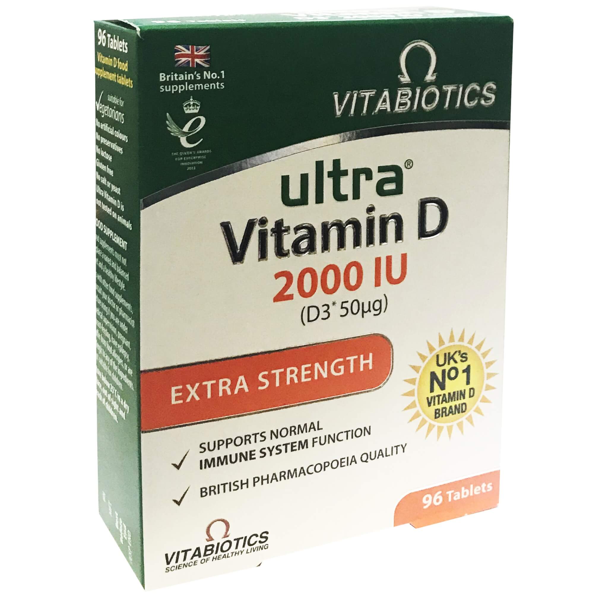 Vitabiotics Ultra Vitamin D 2000IU Συμπλήρωμα Διατροφής Βιταμίνης D για Καλή Υγεία Οστών, Μυών & Ανοσοποιητικού 96Tabs