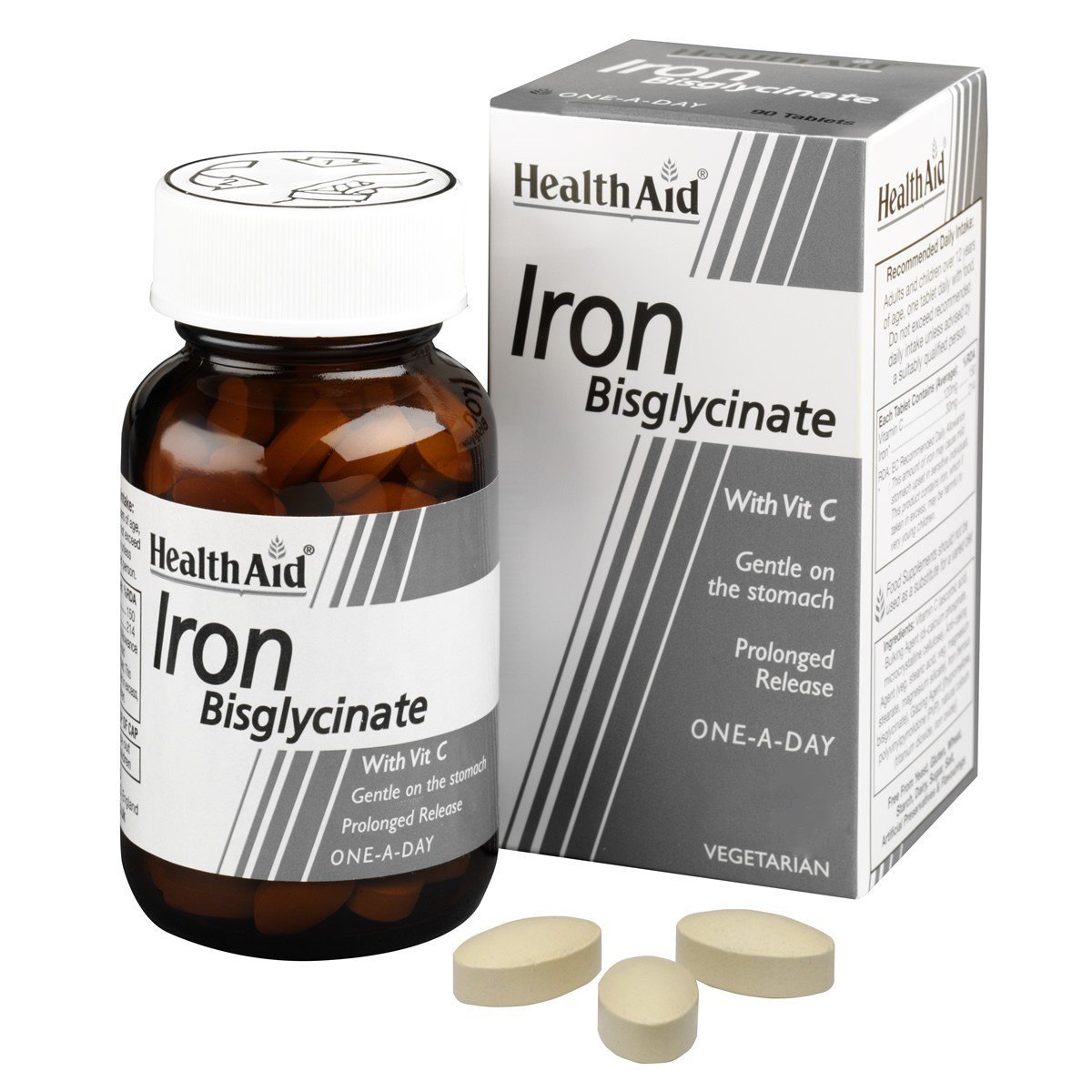 Health Aid Iron Bisglycinate 30tabs,Συμπλήρωμα Διατροφής Σιδήδου με Βιταμίνη C Φιλικό προς το Στομάχι, Βραδείας Αποδέσμευσης