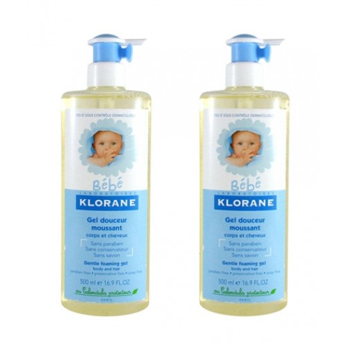 Klorane Bebe Gel Douceur Moussant Απαλό Ζελ Καθαρισμού Για Σώμα Και Μαλλιά 2 χ 500ml
