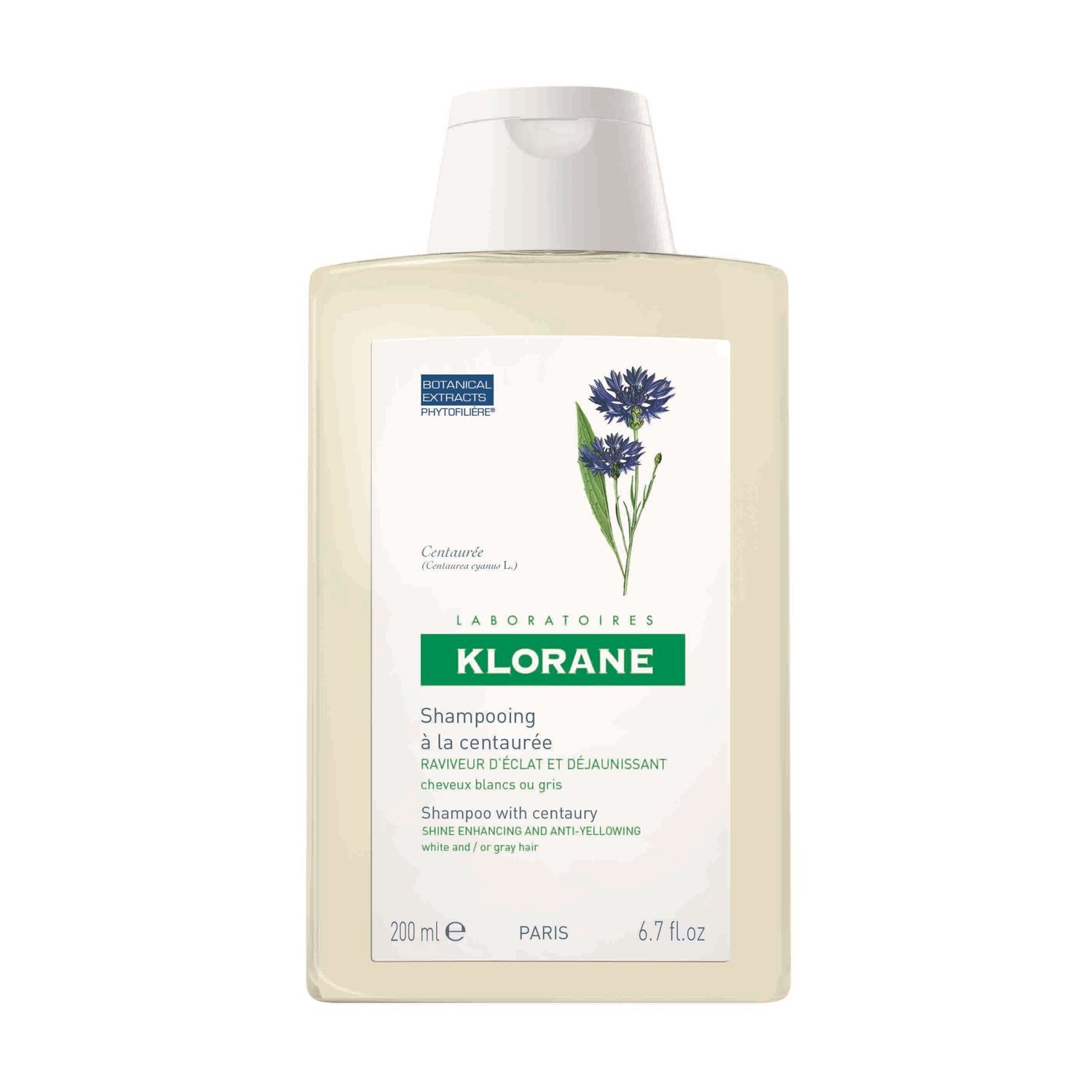 Klorane Shampoo Centauree Σαμπουάν με Κενταυρίδα για Λευκά – Γκρίζα Μαλλιά 200ml