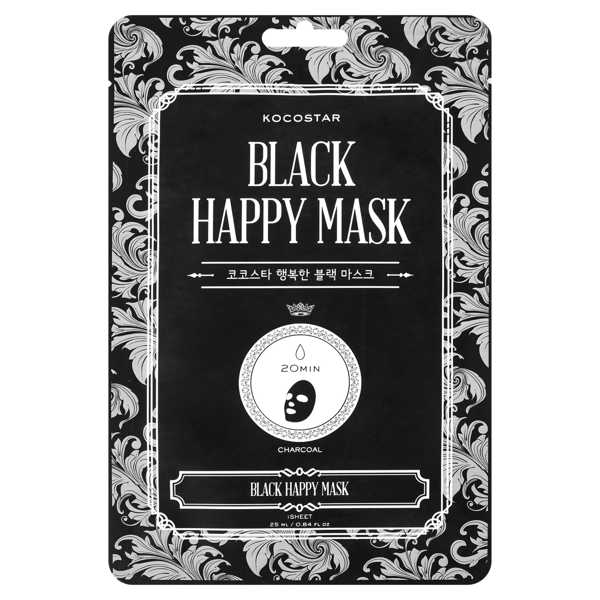 Kocostar Vican Kocostar Black Happy Face Mask Εμποτισμένη Μάσκα Καθαρισμού με Άνθρακα για Όλους τους Τύπους Δέρματος 1 Τεμάχιο