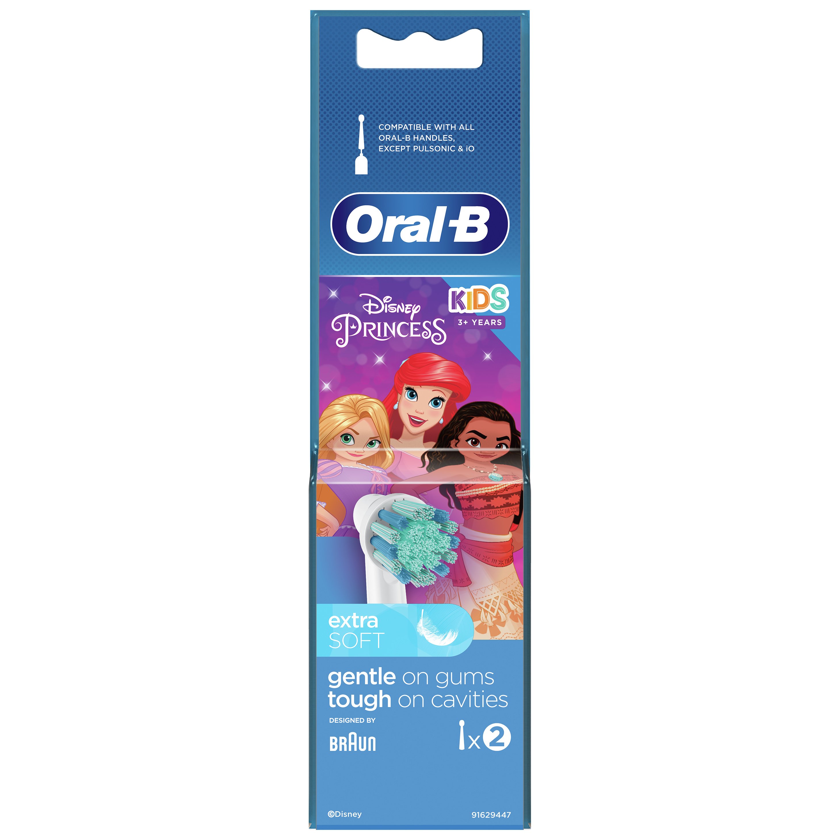 Oral-B Kids Disney Princess Extra Soft Ανταλλακτικές Κεφαλές Παιδικής Ηλεκτρικής Οδοντόβουρτσας με Πολύ Μαλακές Ίνες 3+ Years, 2 Τεμάχια
