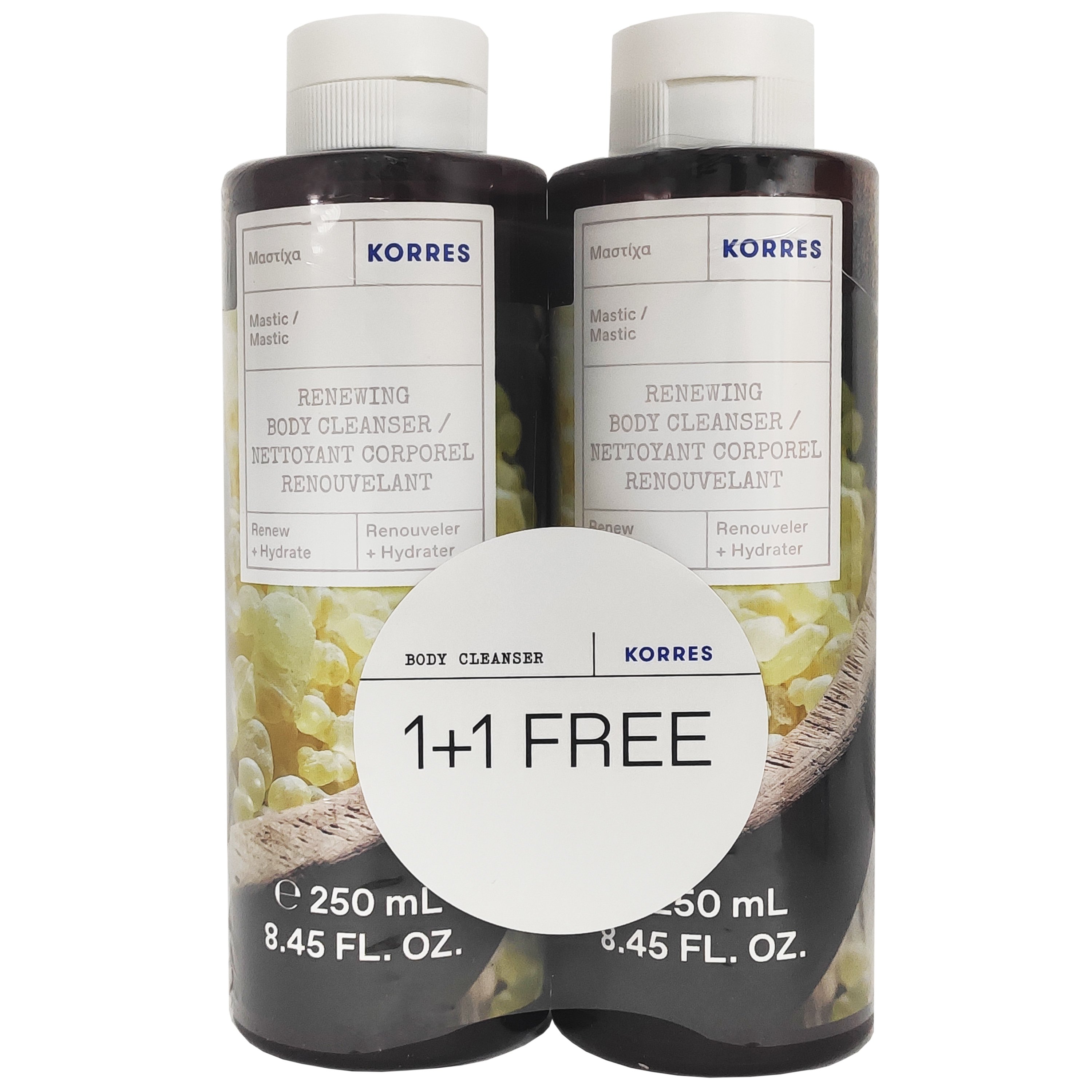 Korres Πακέτο Προσφοράς Renewing Body Cleanser with Mastc Αφρόλουτρο με Ανάλαφρο Άρωμα Μαστίχας 1+1 Δώρο 2x250ml