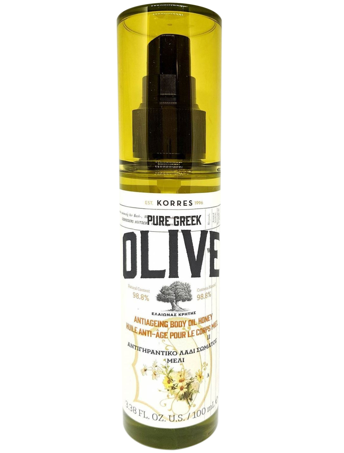 Korres Pure Greek Olive Antiageing Body Oil Honey Αντιγηραντικό, Εξαιρετικά Ενυδατικό Ξηρό Λάδι Σώματος με Άρωμα Μέλι 100ml