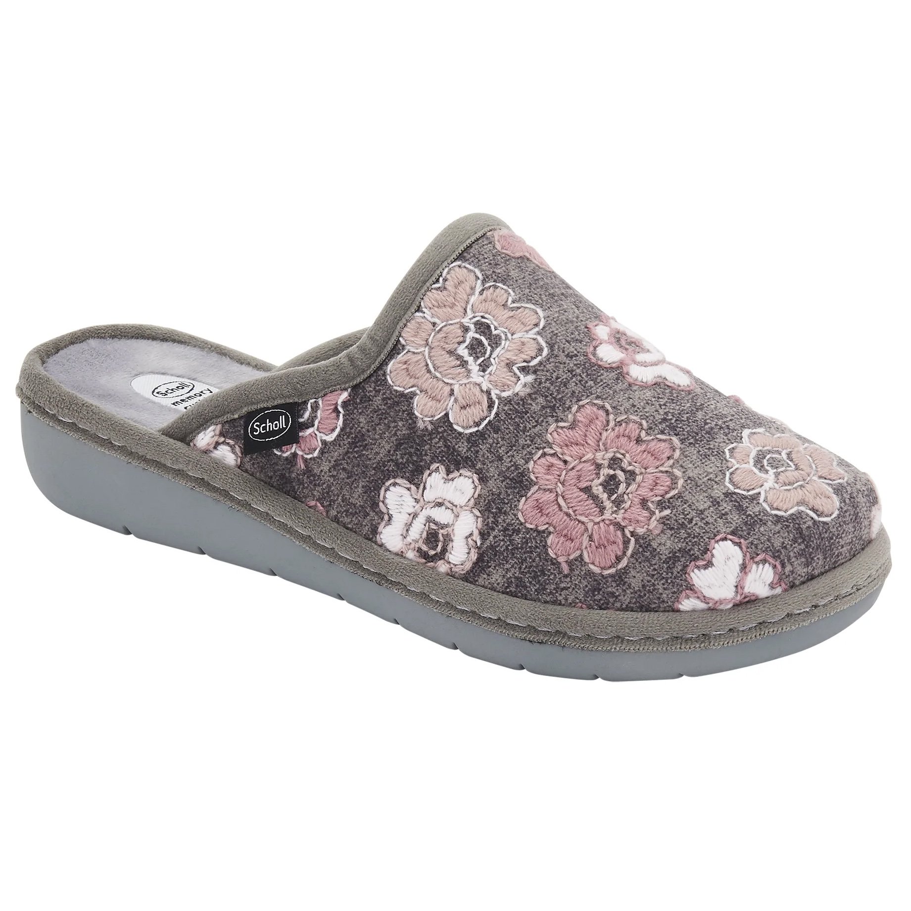 Scholl Shoes Lauren Grey/Pink F301581487 Γυναικείες Χειμωνιάτικες Παντόφλες σε Γκρι Χρώμα με Σχέδιο 1 Ζευγάρι – 37