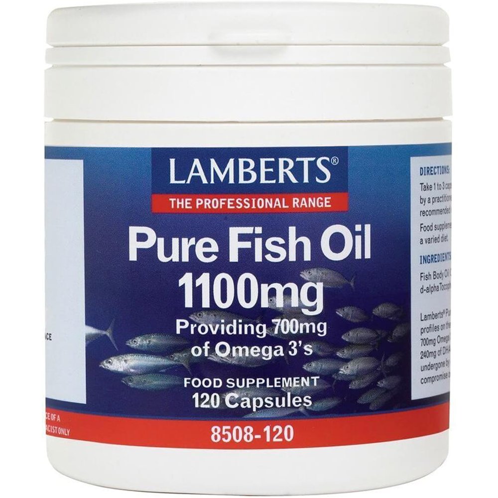 Lamberts Lamberts Pure Fish Oil Συμπλήρωμα Διατροφής για την Ενίσχυση της Λειτουργίας της Καρδιάς, του Εγκεφάλου & της Όρασης 1100mg, 120caps