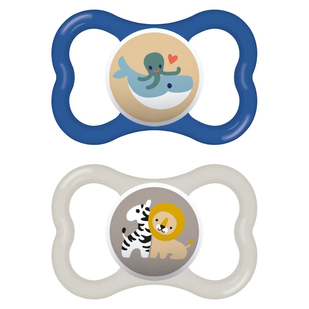 Mam Air Silicone Soother Κωδ 275S Ορθοδοντική Πιπίλα Σιλικόνης από 16+ Μηνών 2 Τεμάχια – Μπλε/ Γκρι