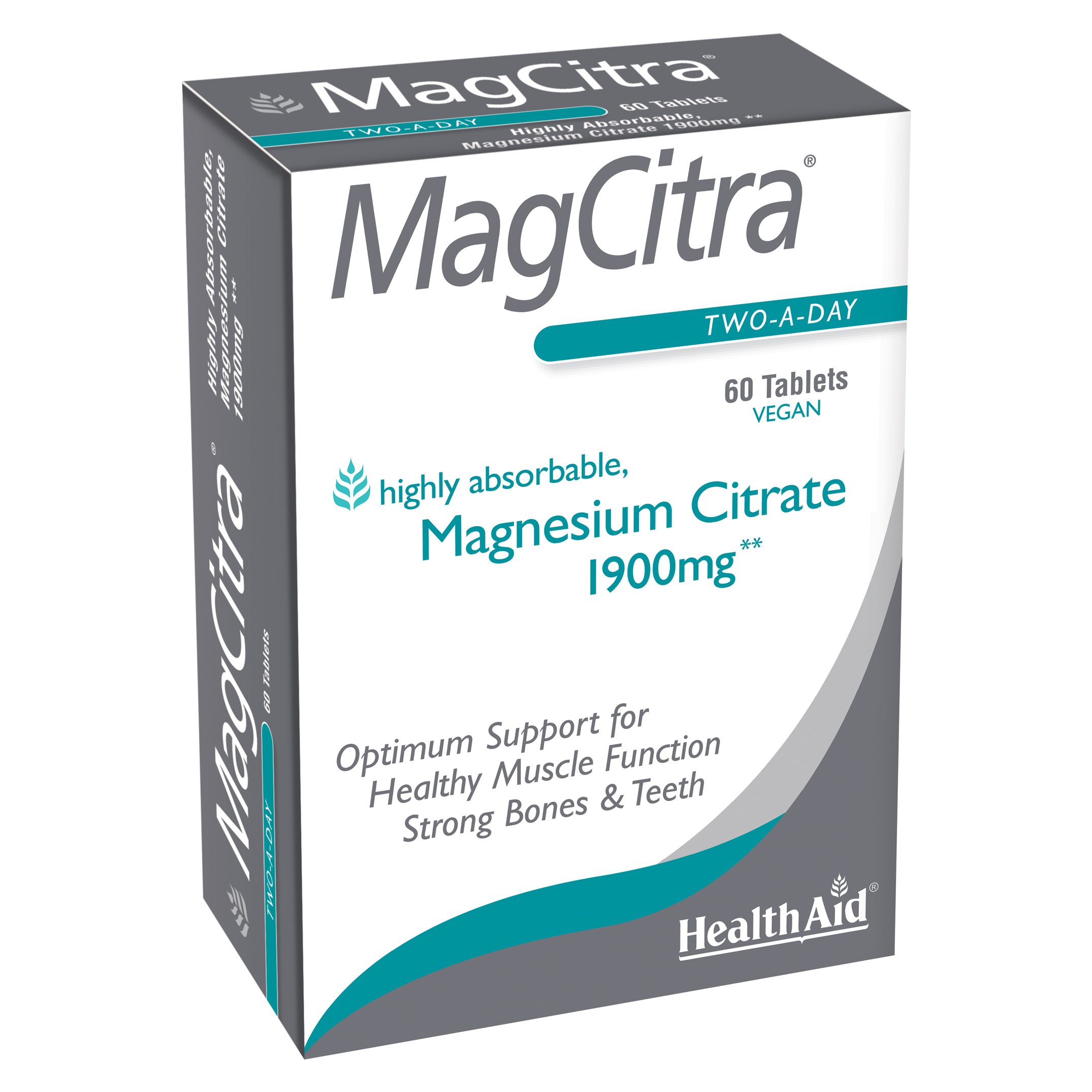 Health Aid MagCitra Μαγνήσιο Κιτρικό 1900mg Υψηλή Ποιότητα & Ταχεία Απορρόφηση 60tabs