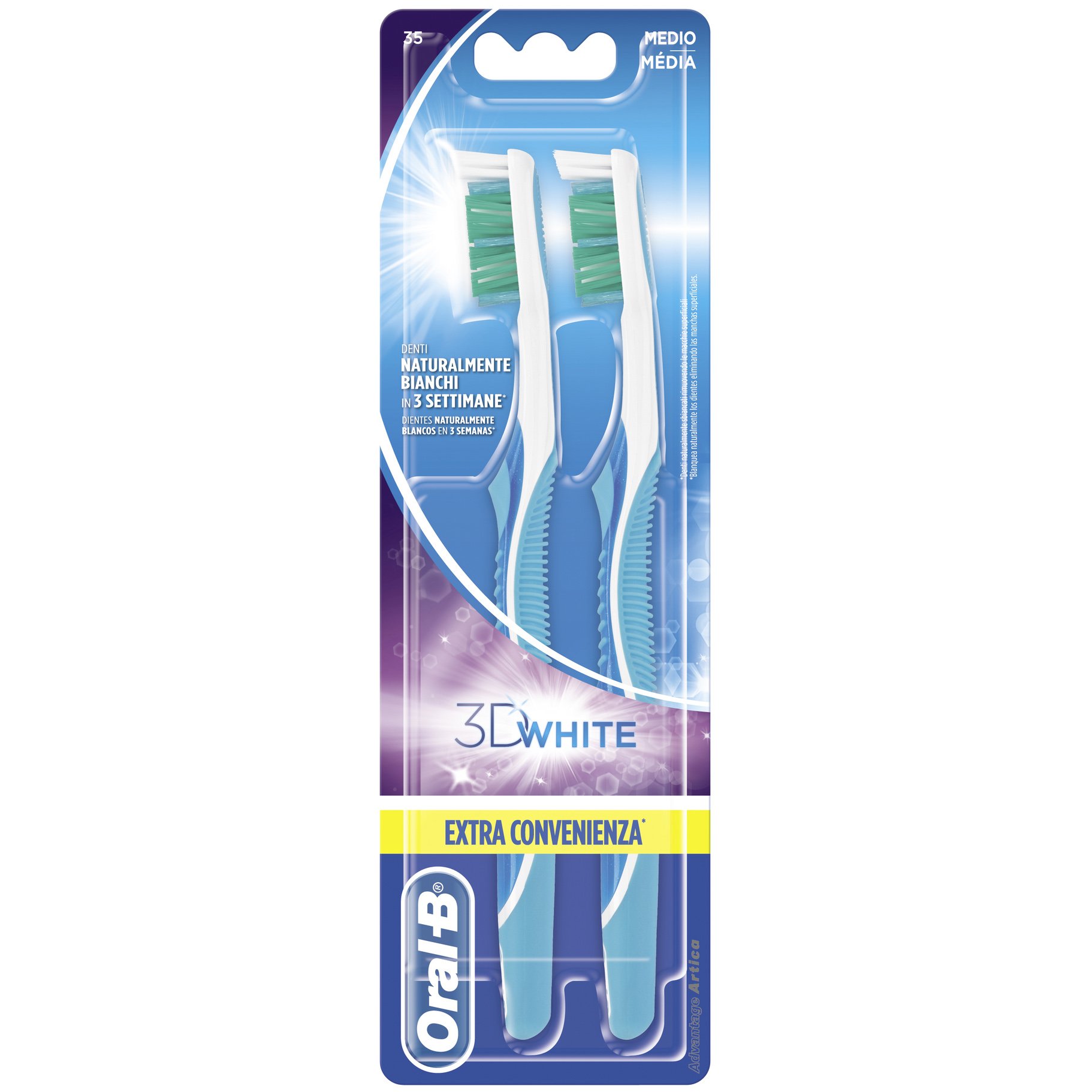 Oral-B 3DWhite Χειροκίνητη Οδοντόβουρτσα 35 Μέτρια 2τεμάχια