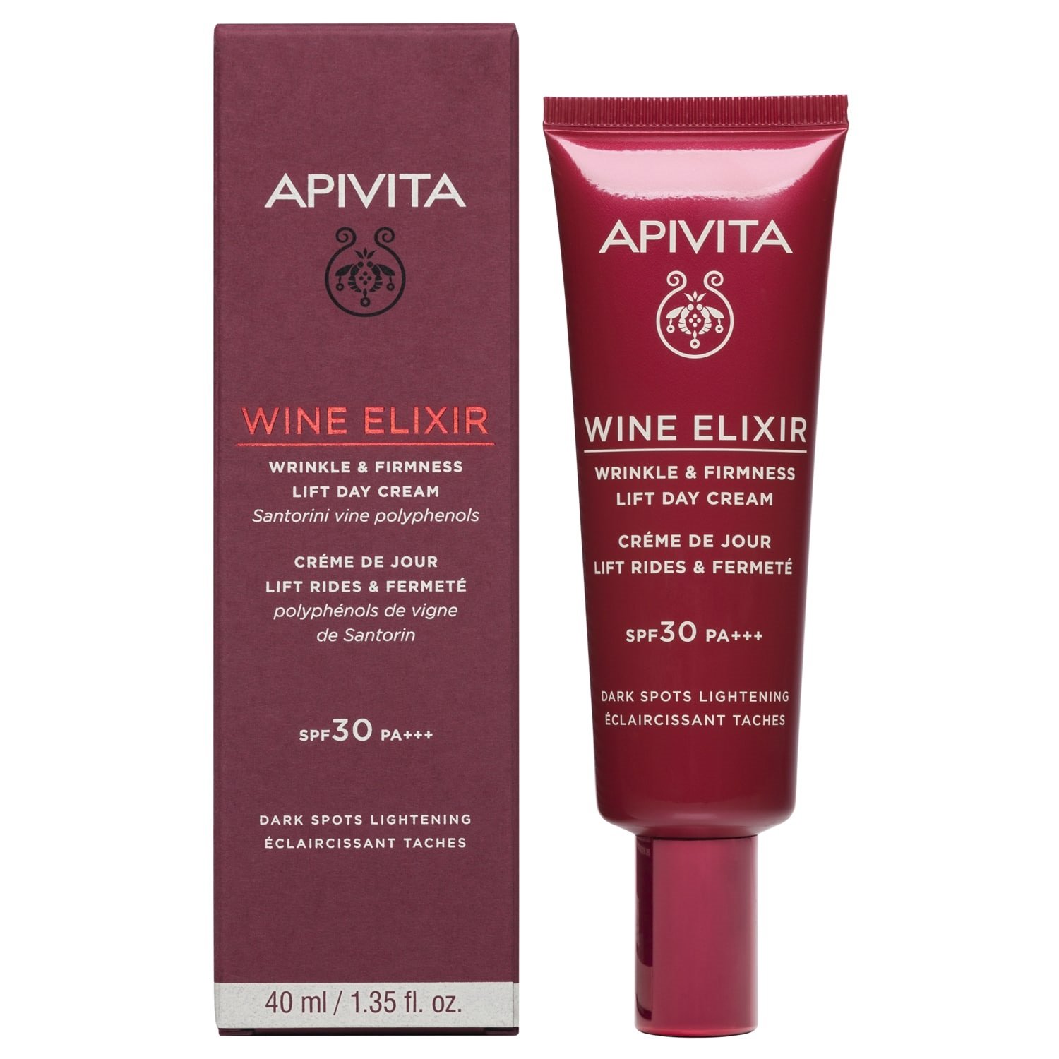 Apivita Wine Elixir Wrinkle & Firmness Lift Day Cream Spf30 PA+++ Αντιρυτιδική Κρέμα για Αποχρωματισμό των Πανάδων 40ml