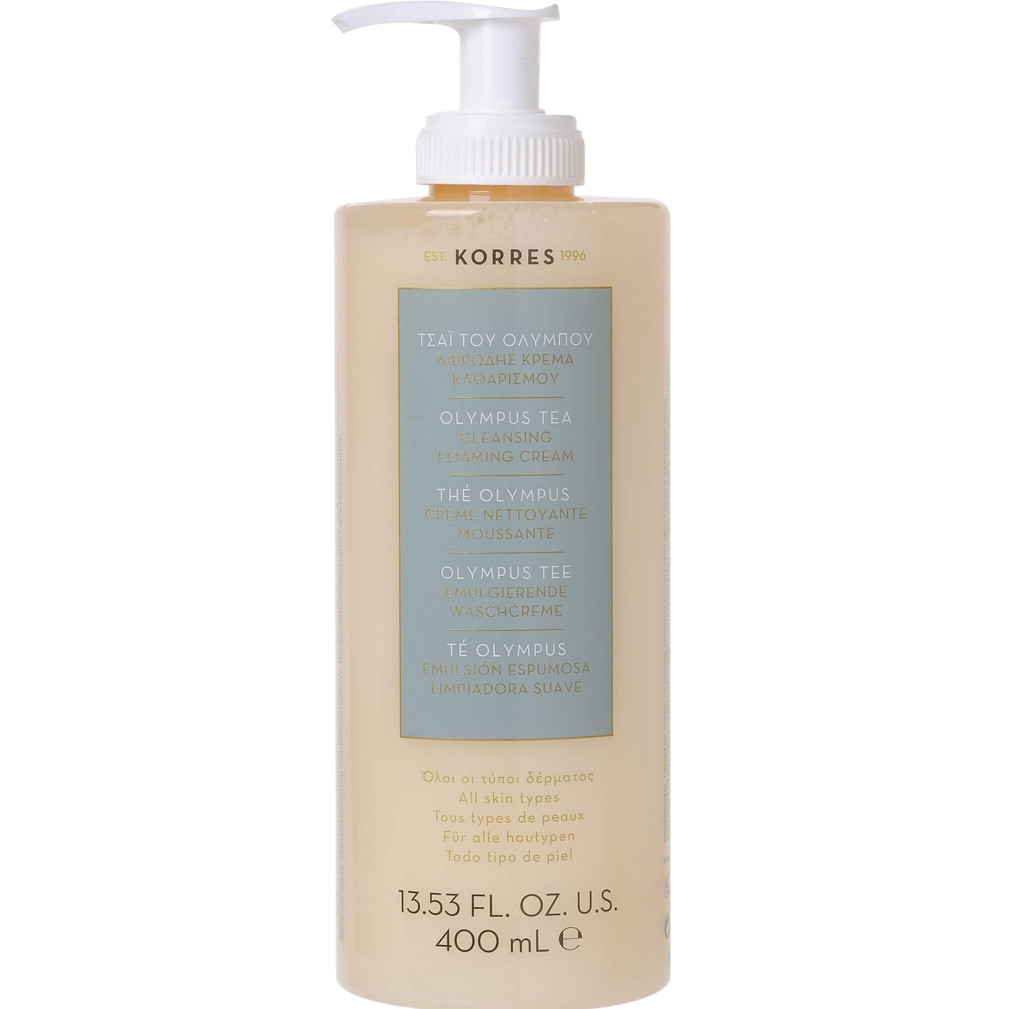 Korres Cleansing Foaming Cream Αφρώδης Κρέμα Καθαρισμού με Τσάι του Ολύμπου για Πρόσωπο & Μάτια 400ml