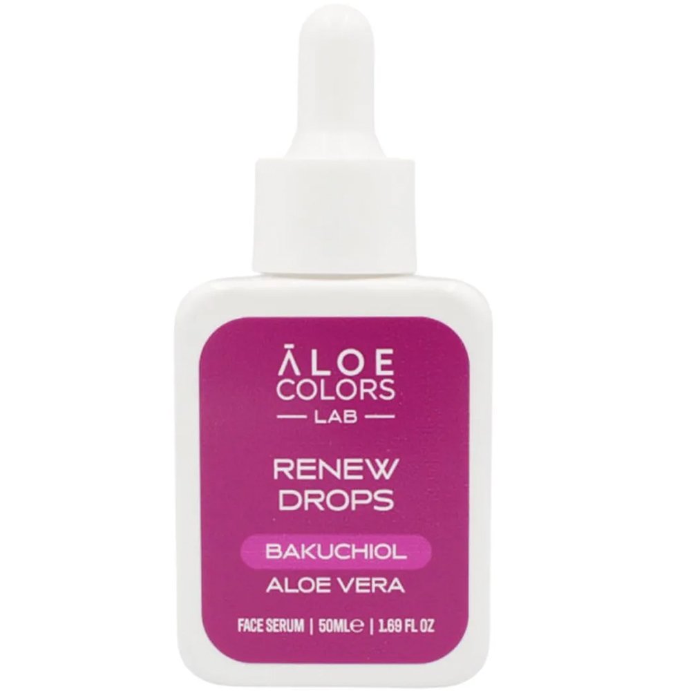 Aloe Colors Renew Drops Bakuchiol Face Serum Ενυδατικός Ορός Προσώπου Αντιγήρανσης & Αναδόμησης για Μείωση των Ρυτίδων 50ml