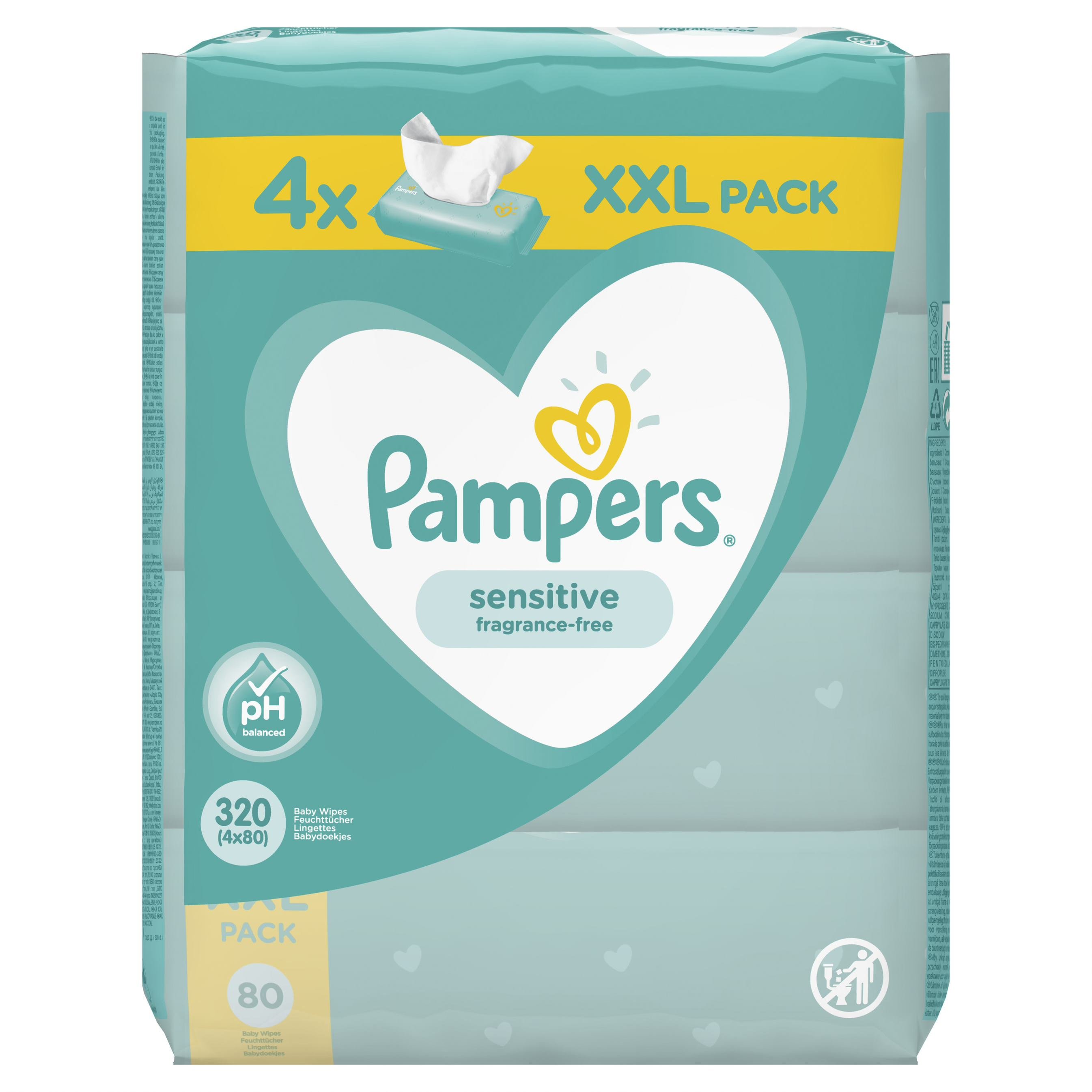 Pampers Πακέτο Προσφοράς Sensitive Wipes Μωρομάντηλα Ιδανικά για την Ευαίσθητη Επιδερμίδα 4×80 Wipes