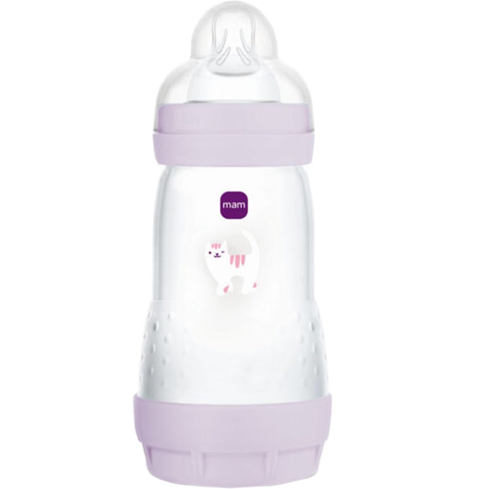 Mam Easy Start Anti-Colic Plastic Bootle 2m+ Μπιμπερό Πολυπροπυλενίου με Θηλή Σιλικόνης Μεσαίας Ροής & Σύστημα Κατά των Κολικών 260ml, Κωδ 351SGc - Λιλά