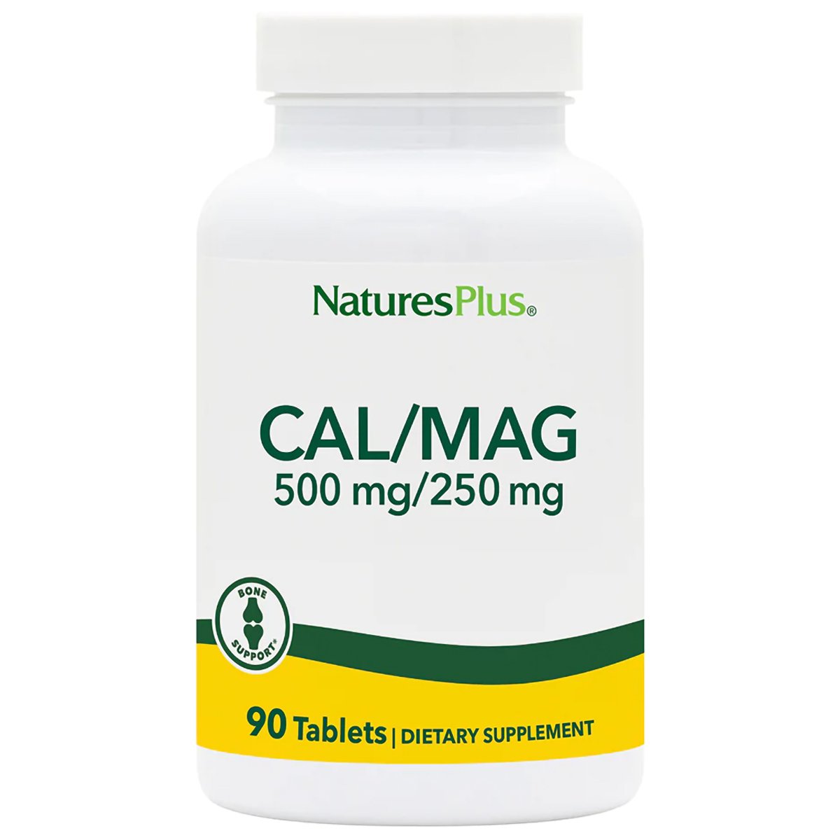 Natures Plus Calcium 500mg & Magnesium 250mg, Συμπλήρωμα Διατροφής για την Καλή Υγεία των Οστών & των Δοντιών 90tas
