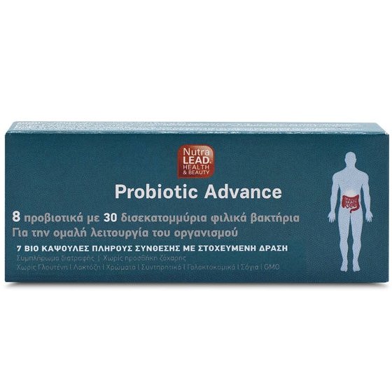 NutraLead Probiotic Advance Συμπλήρωμα Διατροφής Προβιοτικών για την Ομαλή Λειτουργία του Οργανισμού 28caps