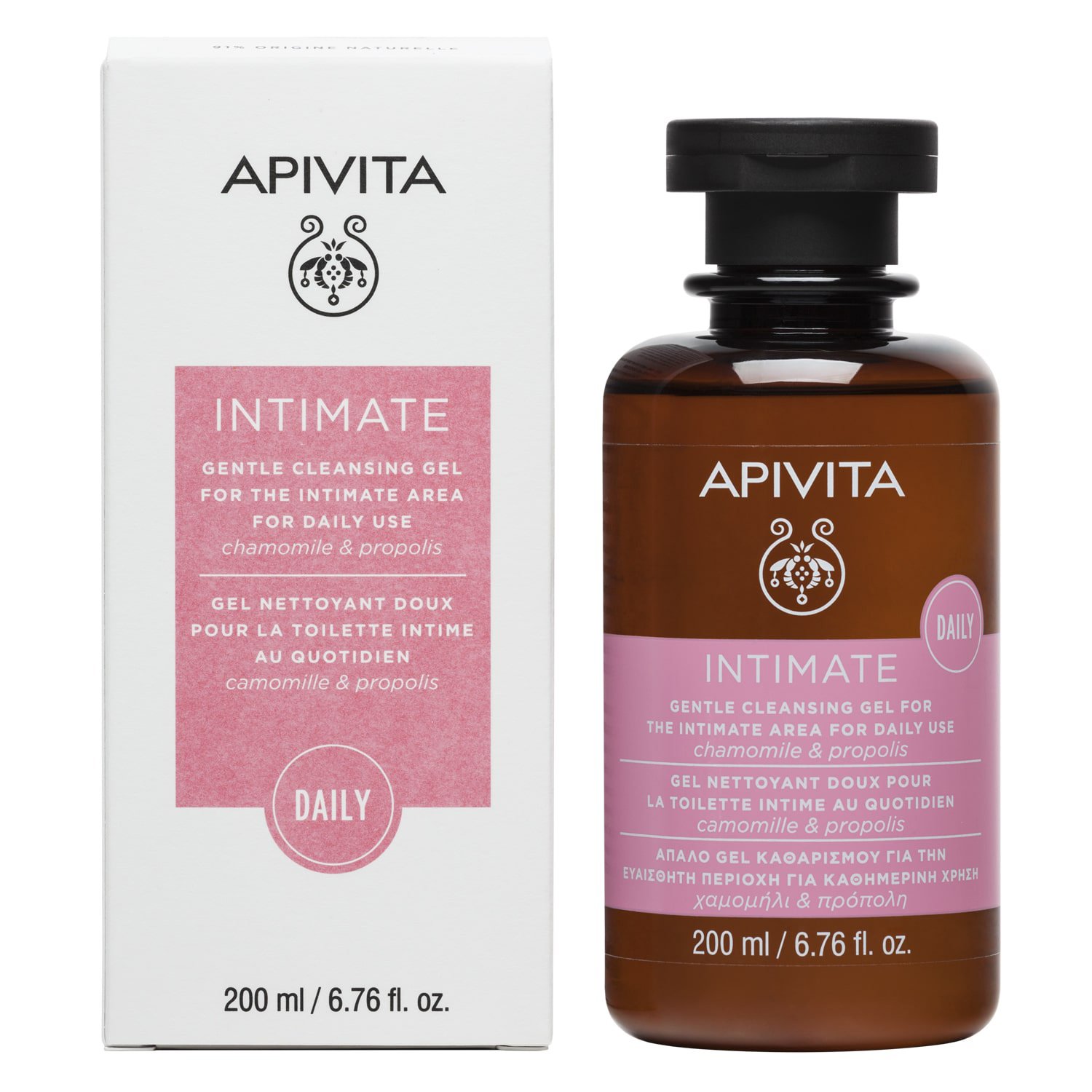 Apivita Intimate Care Daily Απαλό Gel Καθαρισμού για την Ευαίσθητη Περιοχή για Επιπλέον Προστασία με Χαμομήλι & Πρόπολη – 200ml