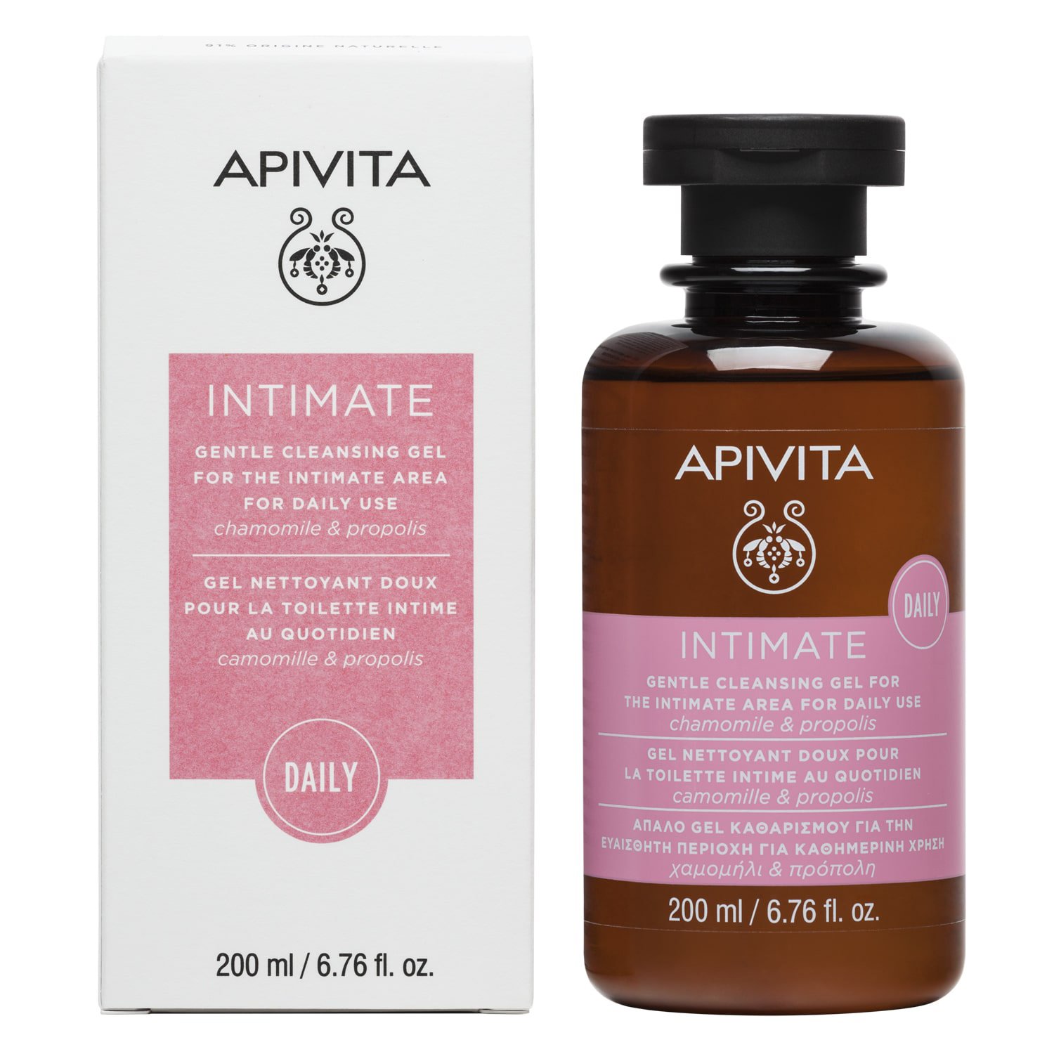 Apivita Intimate Care Daily Απαλό Gel Καθαρισμού για την Ευαίσθητη Περιοχή για Επιπλέον Προστασία με Χαμομήλι & Πρόπολη 200ml