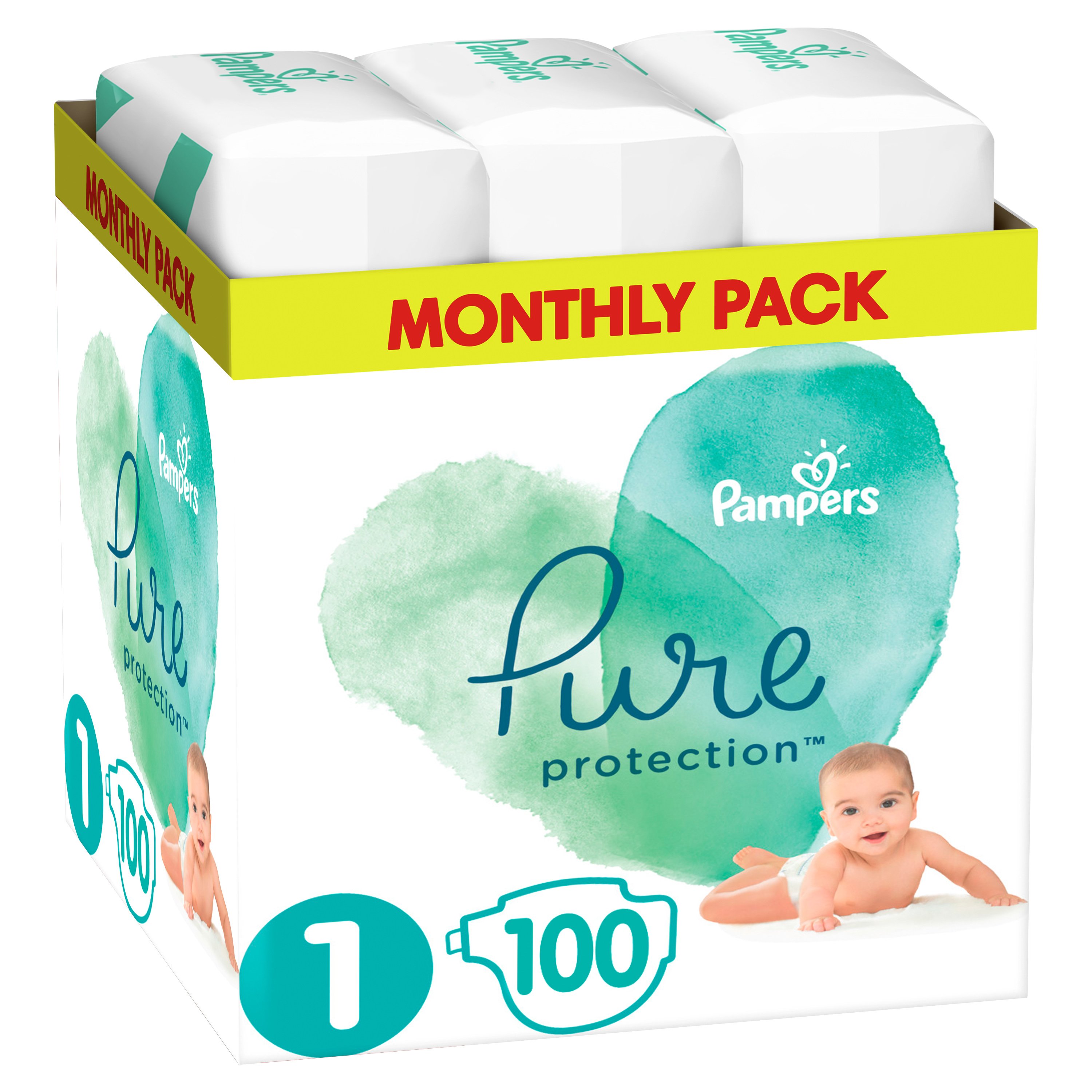Pampers Pure Protection Monthly Pack No1 (2-5kg) 100 πάνες
