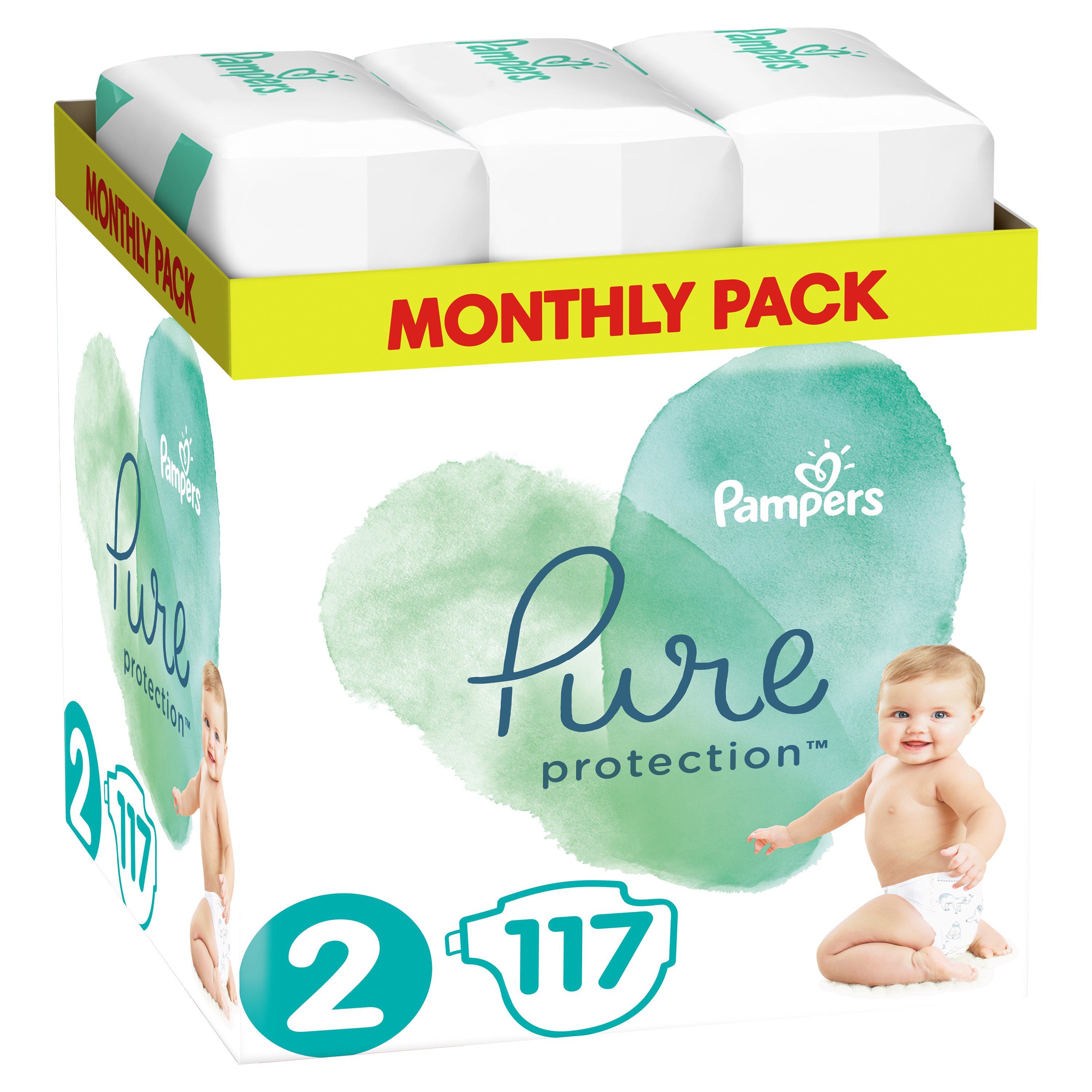Pampers Pure Protection Monthly Pack No2 (4-8kg) 117 πάνες