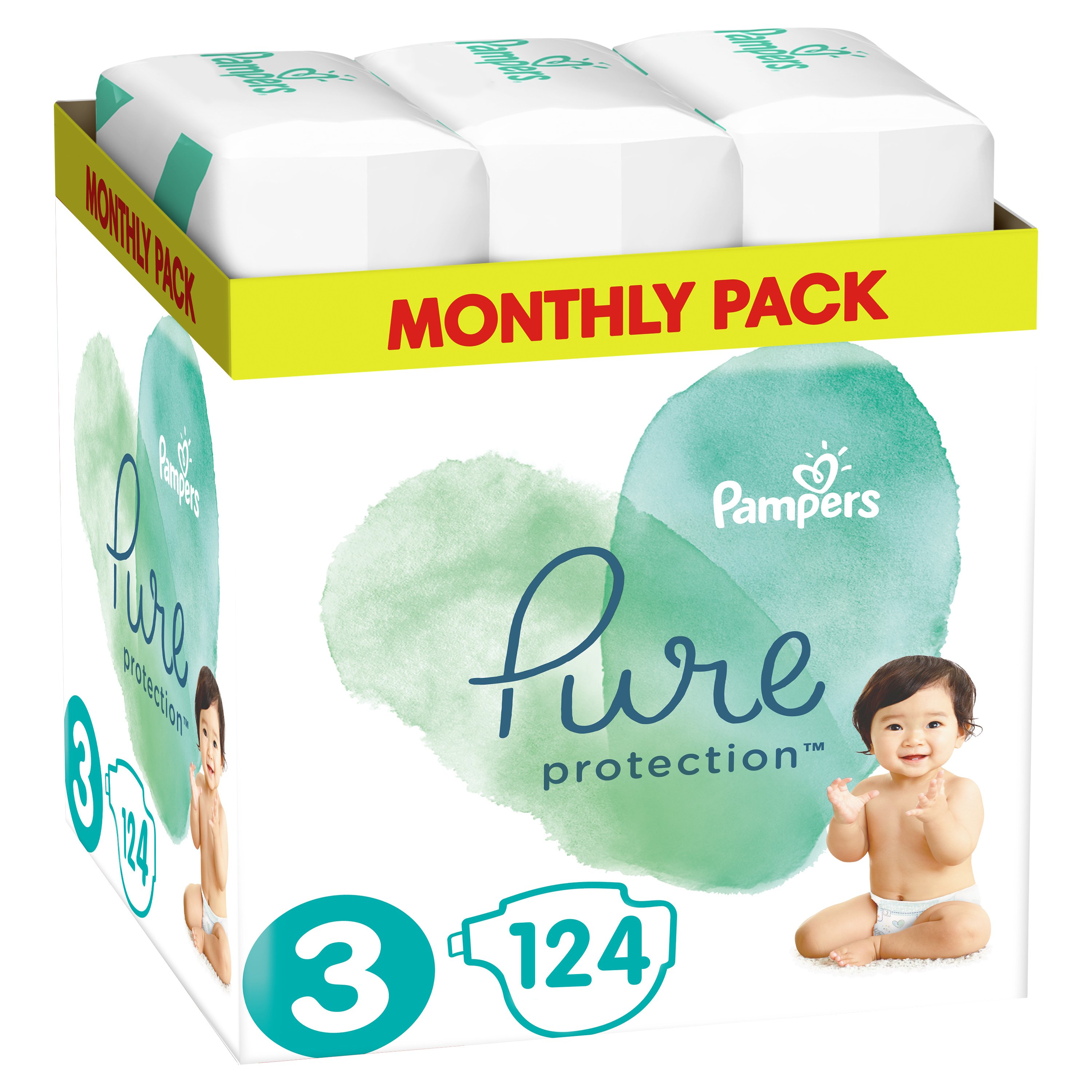 Pampers Pure Protection Monthly Pack No3 (6-10kg) 124 πάνες