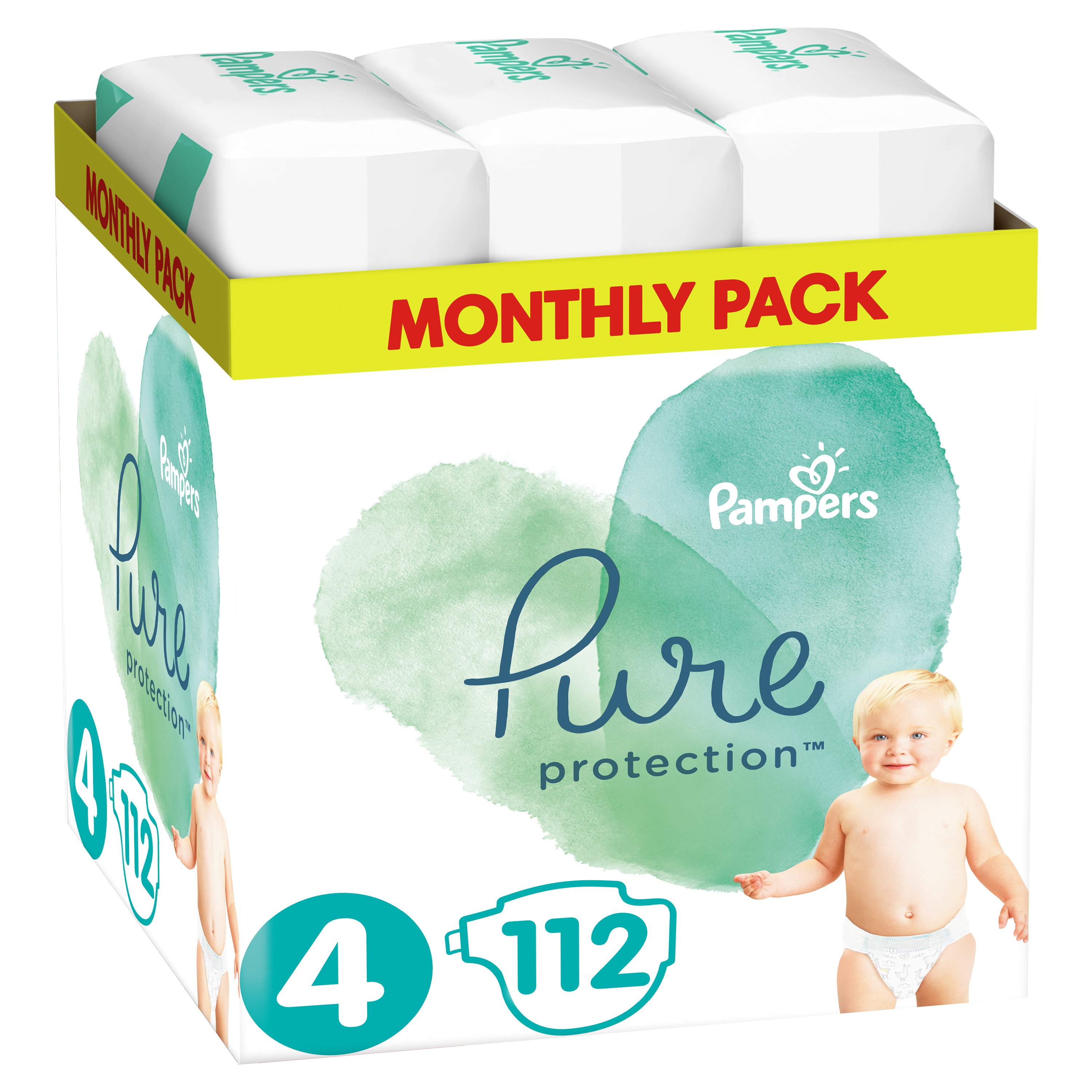 Pampers Pure Protection Monthly Pack No4 (9-14kg) 112 πάνες