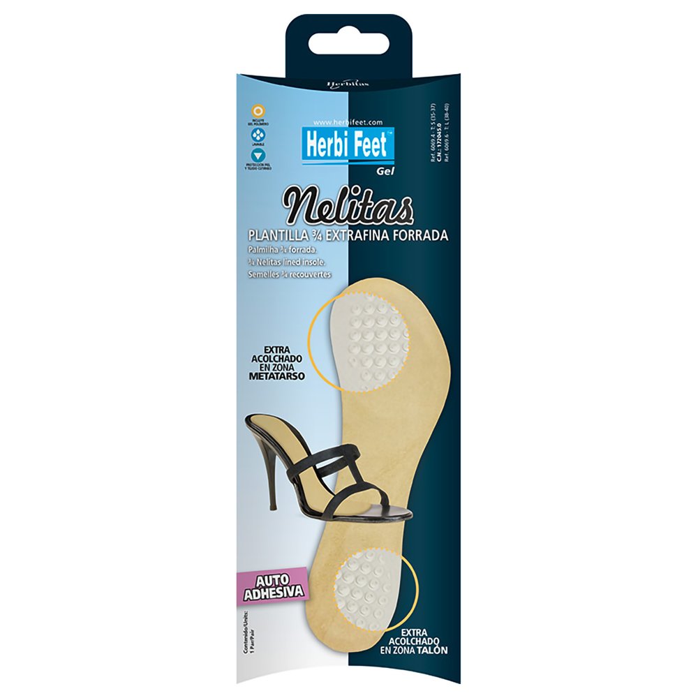Herbi Feet Nelitas Pantilla 3/4 Extrafina Forrada Υφασμάτινη Σόλα με Επένδυση στο Μετατάρσιο Μπεζ 2 Τεμάχια – Large