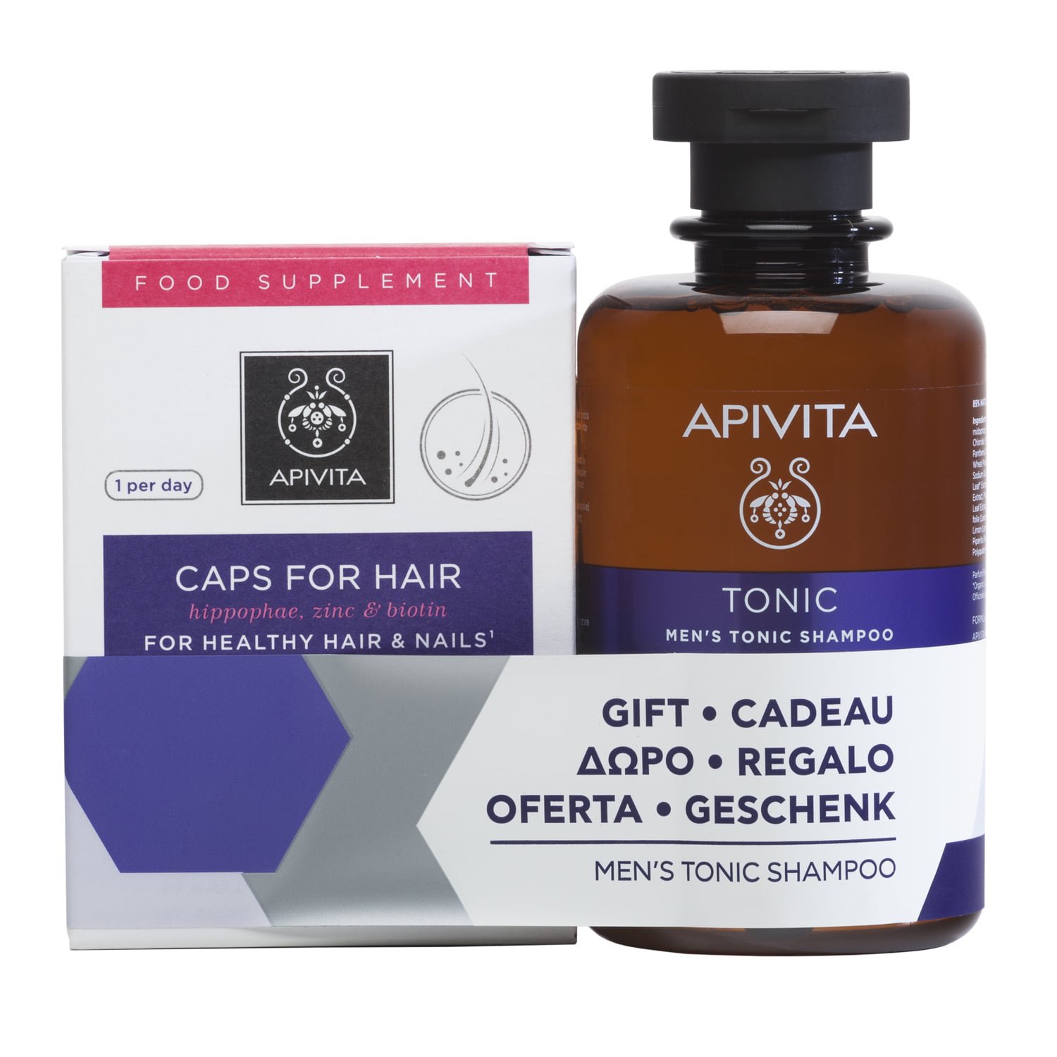 Apivita Πακέτο Προσφοράς Caps for Hair 30caps & Δώρο Men’s Tonic Shampoo With Hippophae TC & Rosemary 250ml