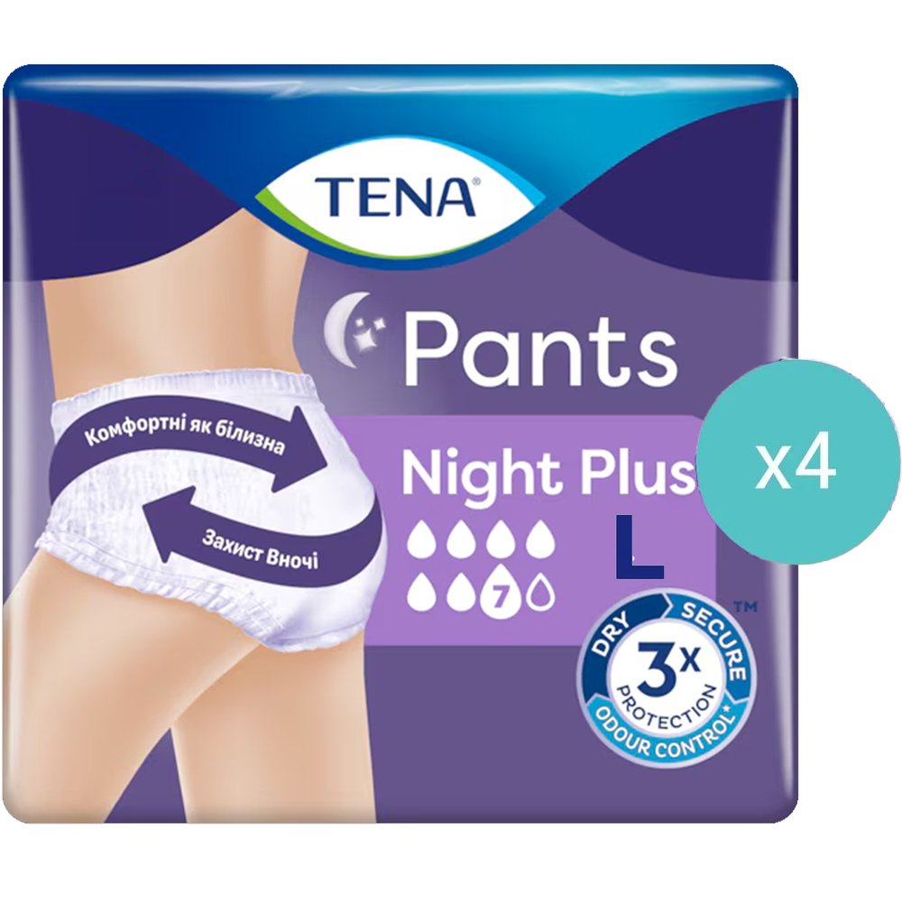 Σετ Tena Pants Plus Night Unisex Απορροφητικά Εσώρουχα για Βαριά Μορφή Ακράτειας 48 Τεμάχια - Large 100-135cm