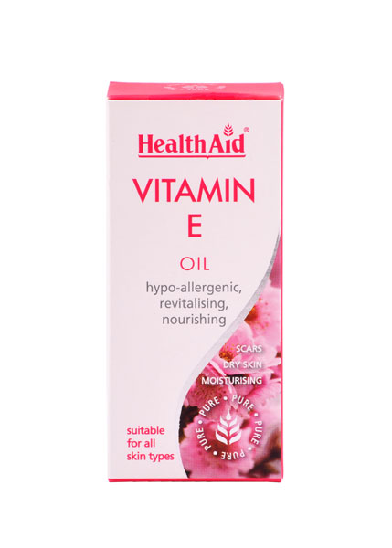 Health Aid Skin Vitamin E Oil (100% Pure) Υπο Αλλεργικό, Επανορθωτικό Αγνό Λάδι Προσώπου Σώματος 50ml