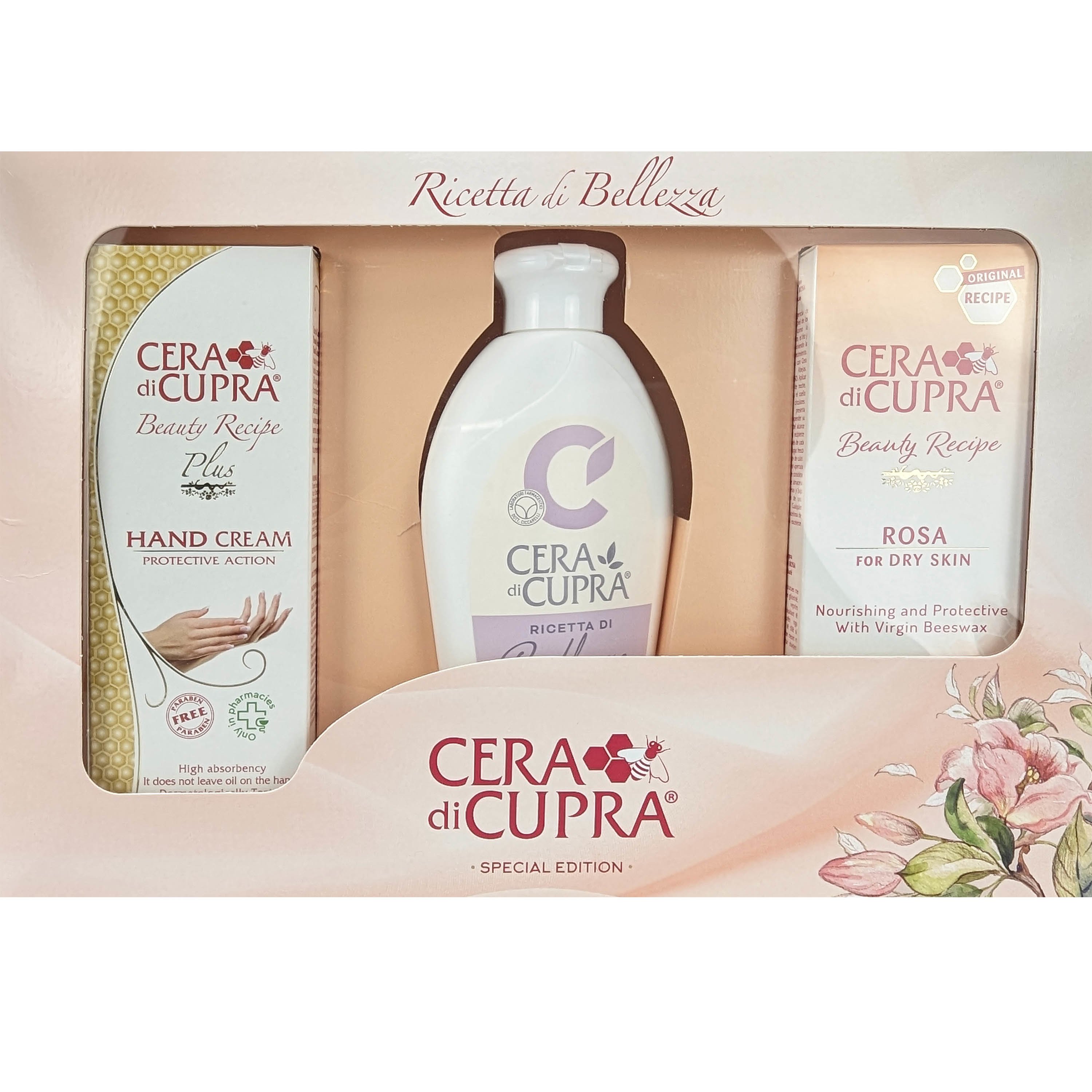 Cera di Cupra Πακέτο Προσφοράς Ενυδατική Χεριών 75ml, Rosa Γαλάκτωμα Καθαρισμού με Εκχύλισμα Μελιού 200ml & Σωληνάριο Rosa Ενυδατική Κρέμα Προσώπου 75ml