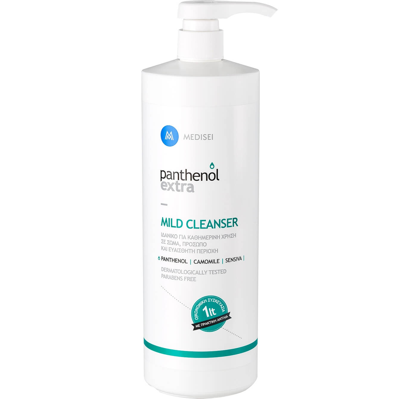 Medisei Panthenol Extra Mild Cleanser 1L,Απαλό Καθαριστικό για Πρόσωπο, Σώμα & Ευαίσθητη Περιοχή