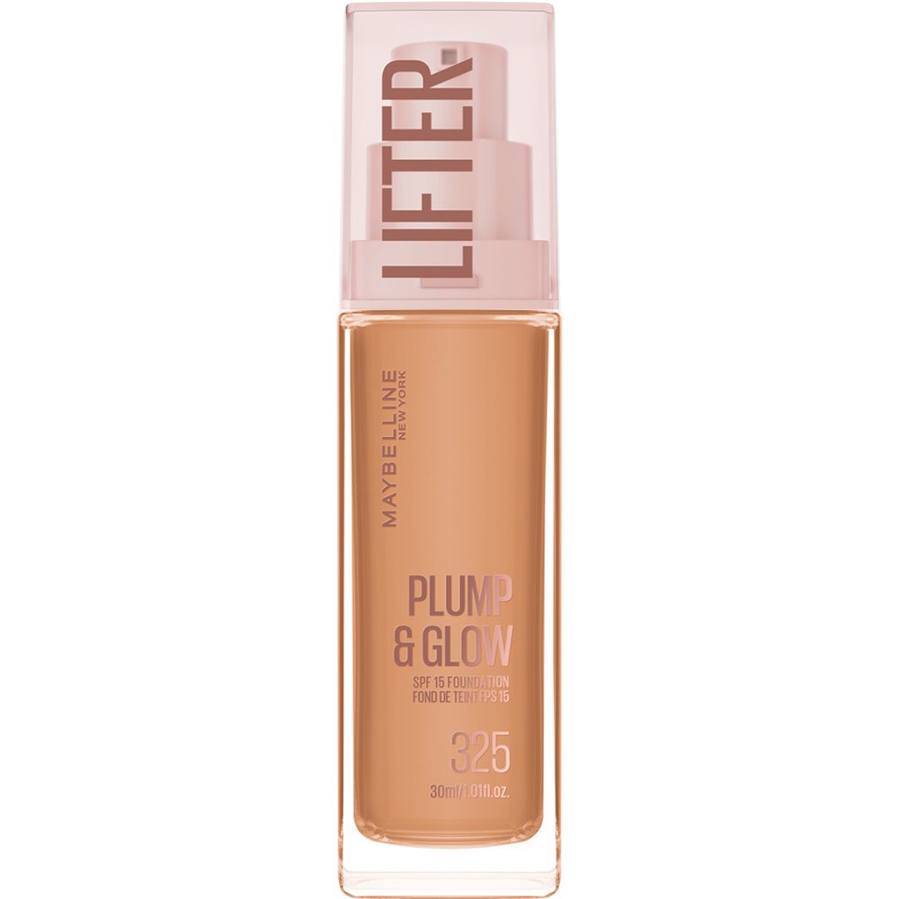 Maybelline Lifter Plump & Glow Spf15 Foundation Ενυδατικό Foundation Μεσαίας Προστασίας, 2% Νιασιναμίδη & Υαλουρονικό Οξύ για Γεμάτη & Φωτεινή Όψη Όλη Μέρα 30ml - 325