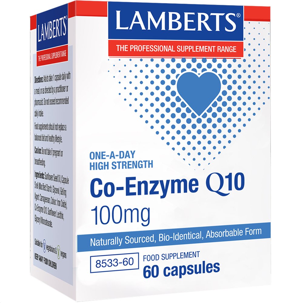 Lamberts Co-Enzyme Q10 Συμπλήρωμα Διατροφής για την Ενίσχυση Παραγωγής Ενέργειας σε Κυτταρικό Επίπεδο με Αντιοξειδωτικές Ιδιότητες 100mg, 60caps