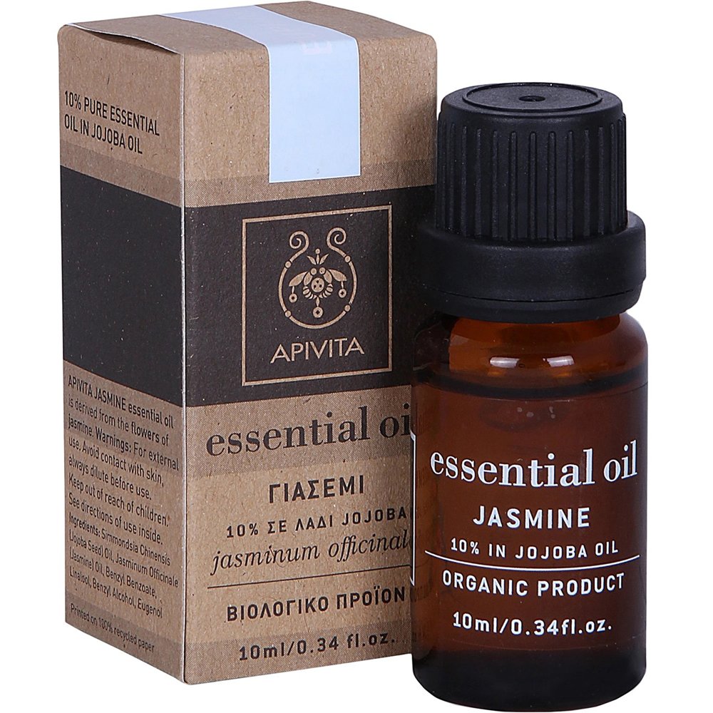 Apivita Jasmine & 10% Jojoba Essential Oil Πολυχρηστικό Αιθέριο Έλαιο Αρωματοθεραπείας με Γιασεμί & 10% Διάλυμα σε Λάδι Jojoba Κατάλληλο για την Ευεξία του Οργανισμού 10ml