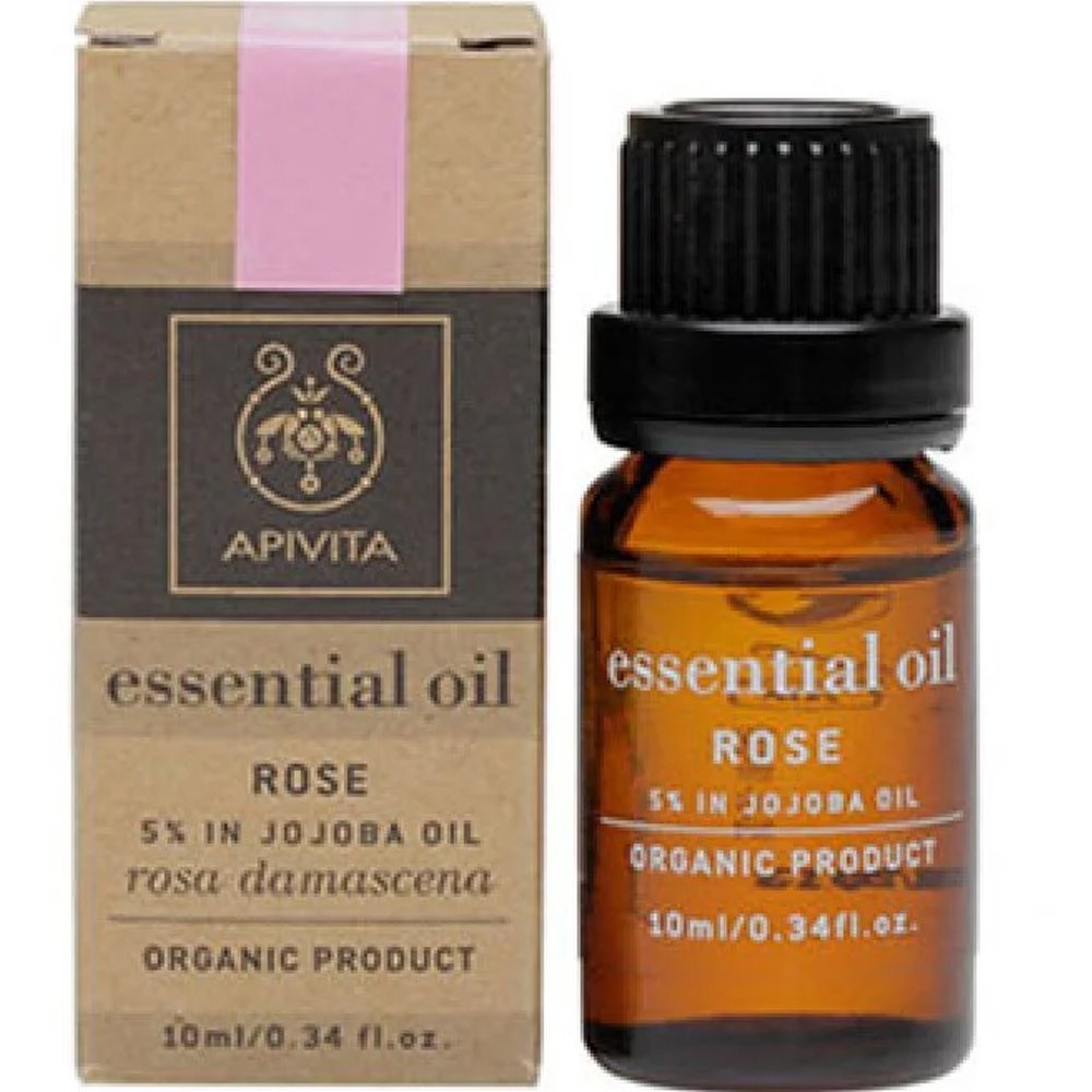 Apivita Rose & 5% Jojoba Essential Oil Πολυχρηστικό Αιθέριο Έλαιο Αρωματοθεραπείας από Τριαντάφυλλο & 5% Jojoba με Χαλαρωτικές Ιδιότητες 10ml