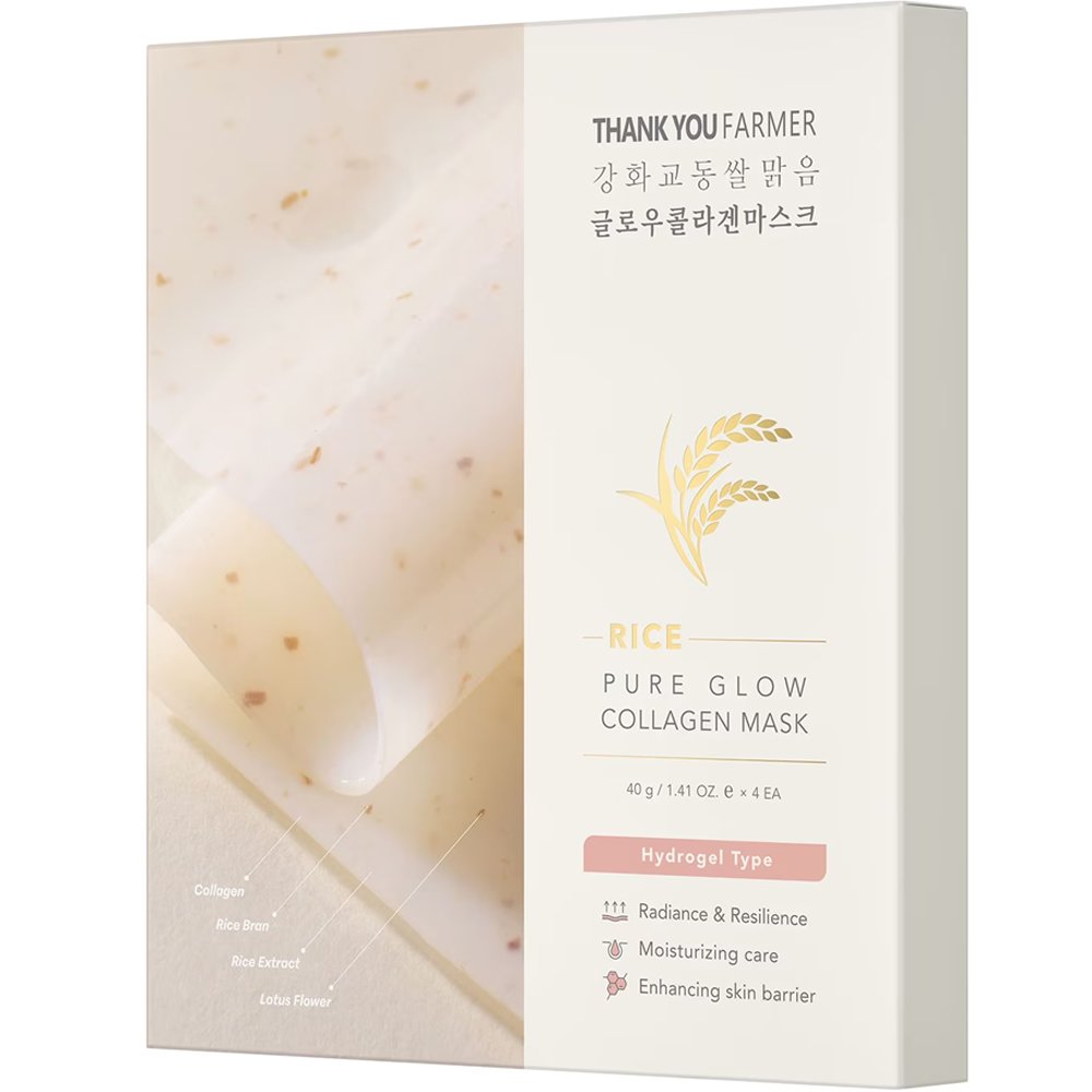 Thank You Farmer Pure Glow Collagen Mask Μάσκα Προσώπου Υδρογέλης με Κολλαγόνο για Ενυδάτωση & Θρέψη 4 Τεμάχια