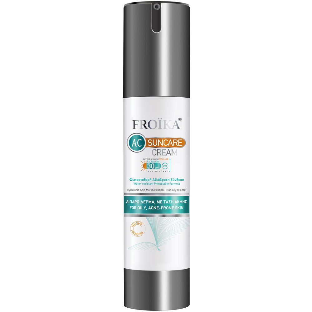 Froika Hyaluronic Acid Moisturization Antioxidant AC Suncare Cream Spf30 Ενυδατική Κρέμα με Υαλουρονικό Οξύ Υψηλής Προστασίας για Δέρμα Λιπαρό με Τάση Ακμής 50ml