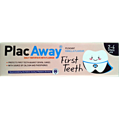 Plac Away First Teeth Παιδική Οδοντόκρεμα Προστατεύει τα Πρώτα Δοντάκια από την Τερηδόνα απο 2 εώς 6 Ετών 50ml
