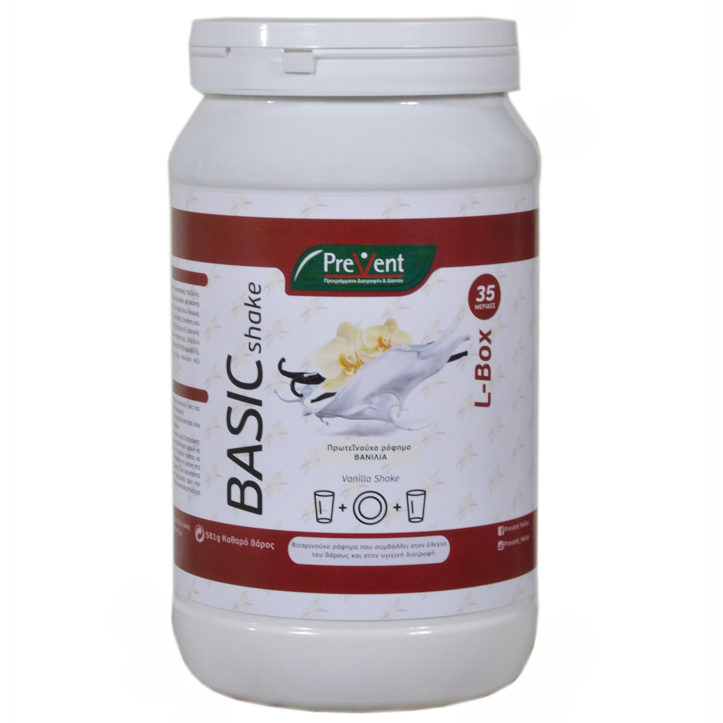 Prevent Basic Shake Vanilla L-Box Πρωτεϊνούχο Ρόφημα Βανίλια που Συμβάλλει στον Έλεγχο του Βάρους 581gr
