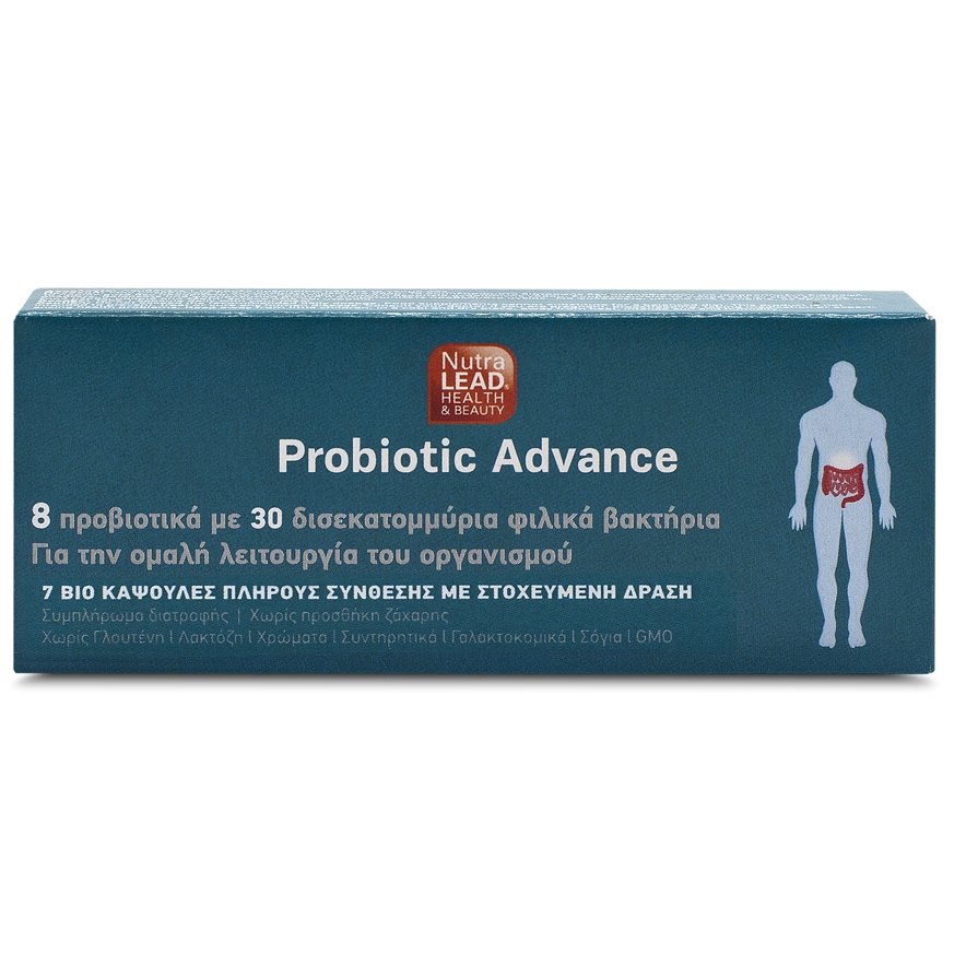NutraLead Probiotic Advance Συμπλήρωμα Διατροφής Προβιοτικών για την Ομαλή Λειτουργία του Οργανισμού 7caps