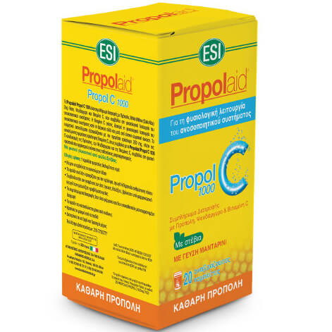 Esi Propolaid Propol C 1000mg Συμπλήρωμα Διατροφής Καθαρής Πρόπολης με Στέβια και Γεύση Μανταρίνι 20 Effer.Tabs