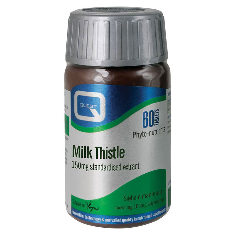Quest Milk Thistle 150mg Extract Αντιοξειδωτική Προστασία και Αποτοξίνωση στο Ήπαρ 60tabs