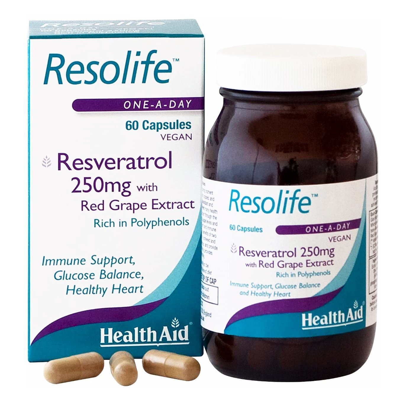 Health Aid Resolife – Ρεσβερατρόλη Αντιοξειδωτική και Αντιφλεγμονώδη Δράση 250mg 60tabs