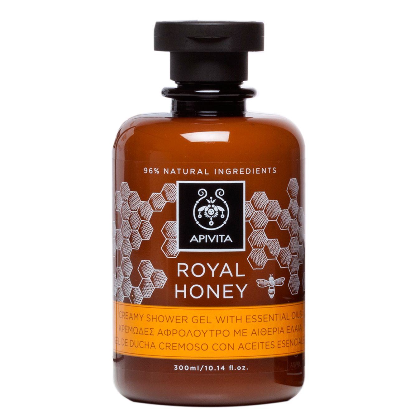 Royal Honey Creamy Shower Gel With Essential Oils 300ml – Apivita,Κρεμώδες Αφρόλουτρο με Αιθέρια Έλαια & Μέλι για Τόνωση & Αναζω