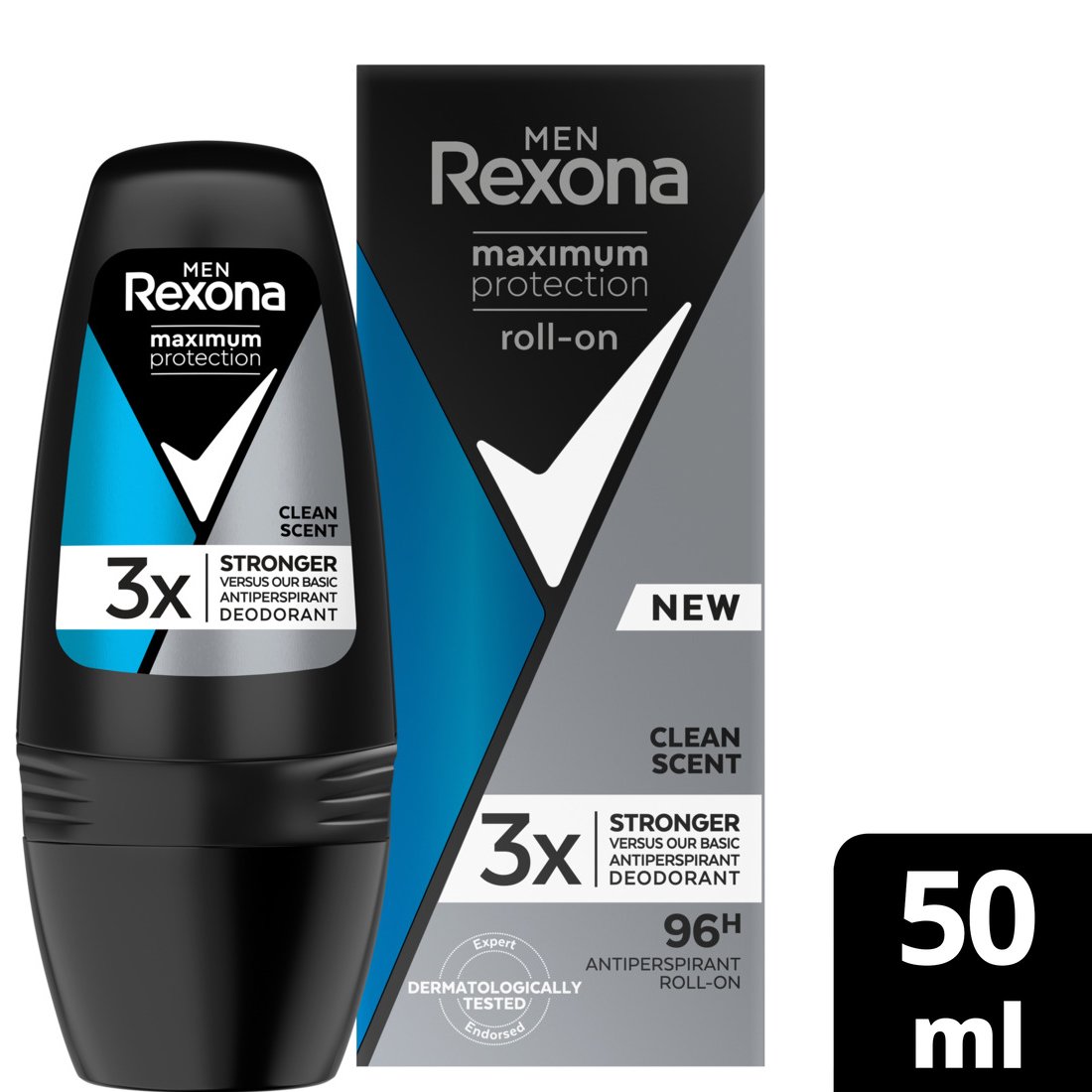 Rexona Men Maximum Protection Roll on Clean Scent 96h Ανδρικό Αντιιδρωτικό Αποσμητικό 50ml