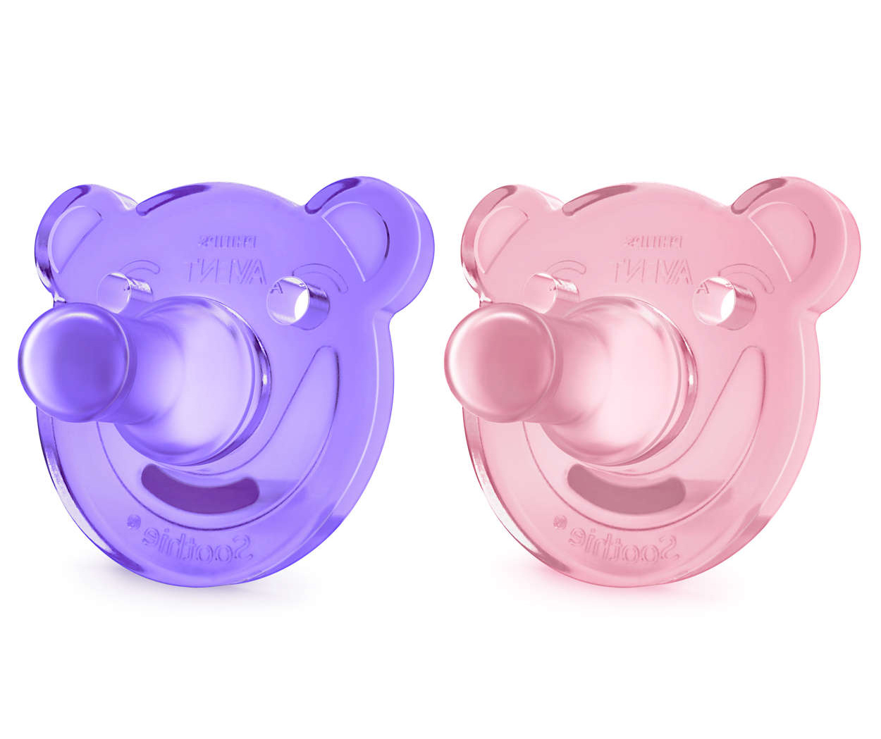 Philips Avent SCF194/02 Soothie Πιπίλα Σιλικόνης 0-3m, Ροζ – Μωβ, 2 τεμάχια