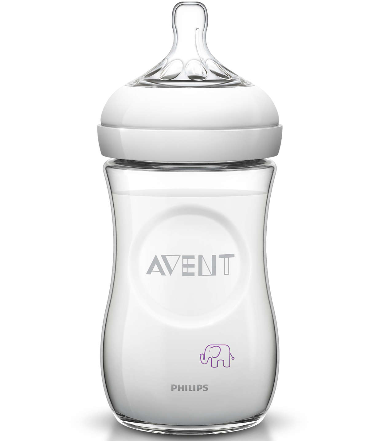 Avent Natural Μπιμπερό Πλαστικό Χωρίς BPA Σχέδιο Μώβ 1m+ 260ml SCF628/17