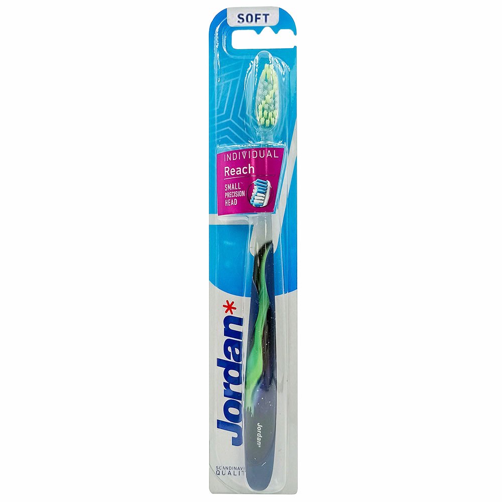 Jordan Individual Reach Soft Toothbrush Μαλακή Οδοντόβουρτσα με Εργονομική Λαβή για Βαθύ Καθαρισμό 1 Τεμάχιο Κωδ 310041 – Μπλε 2
